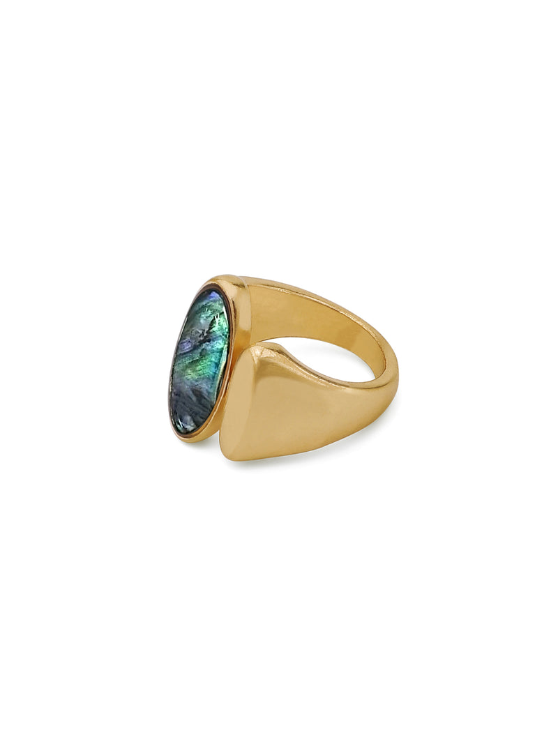 Coloured Stone Golden Open Ring