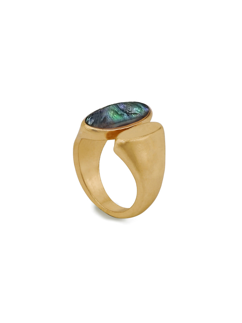 Coloured Stone Golden Open Ring