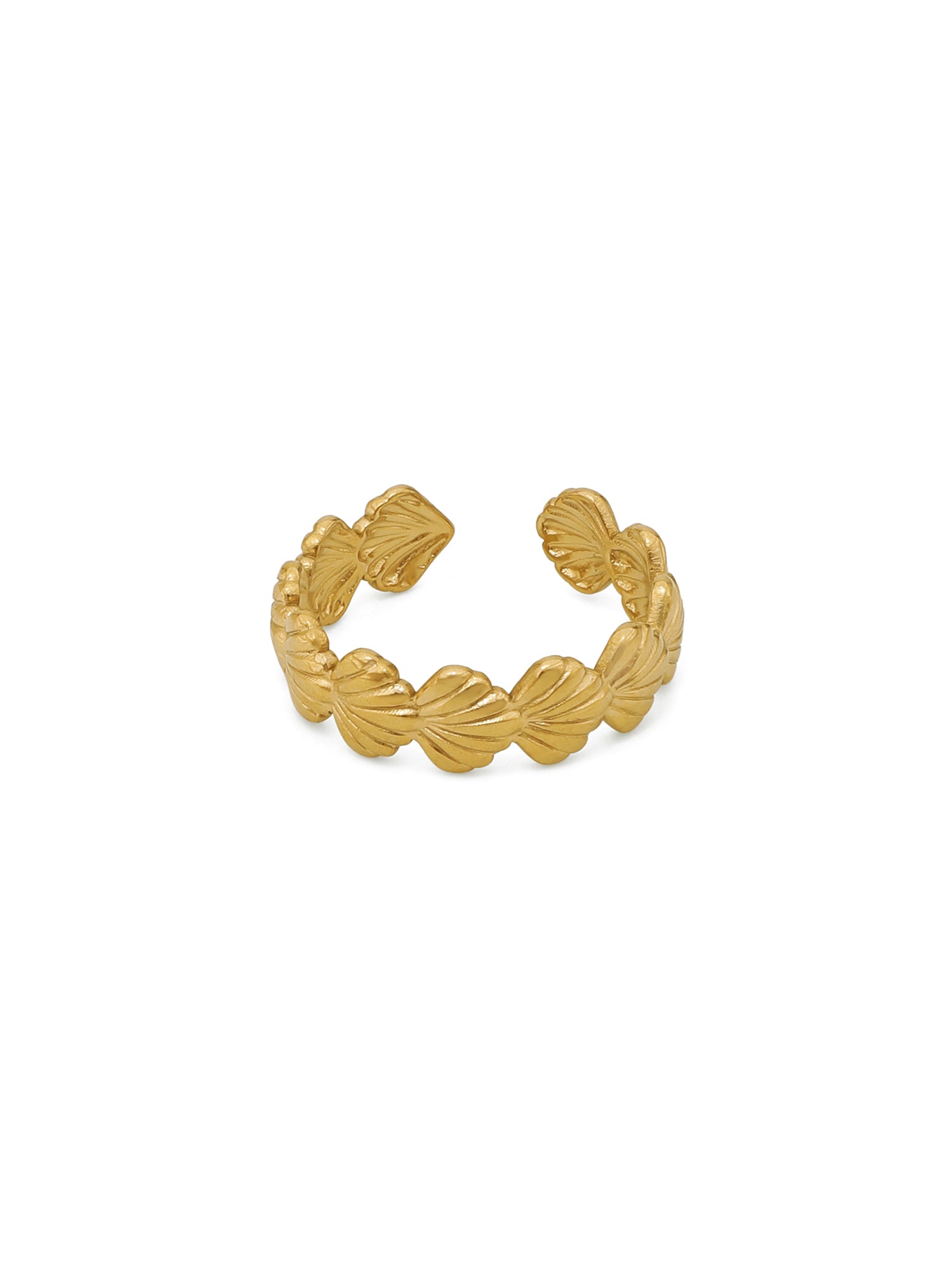 18k Gold-Plated All Around Small Shell Adjustable Ring