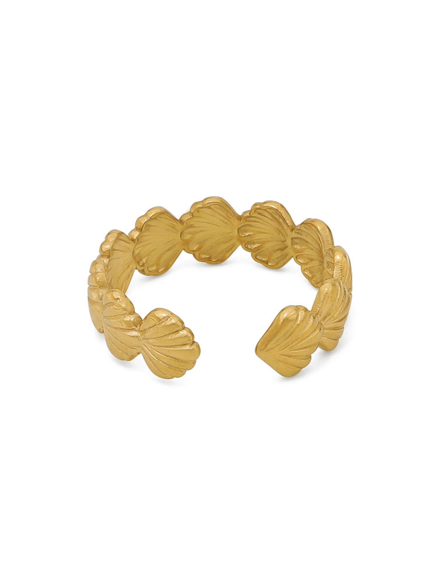 18k Gold-Plated All Around Small Shell Adjustable Ring