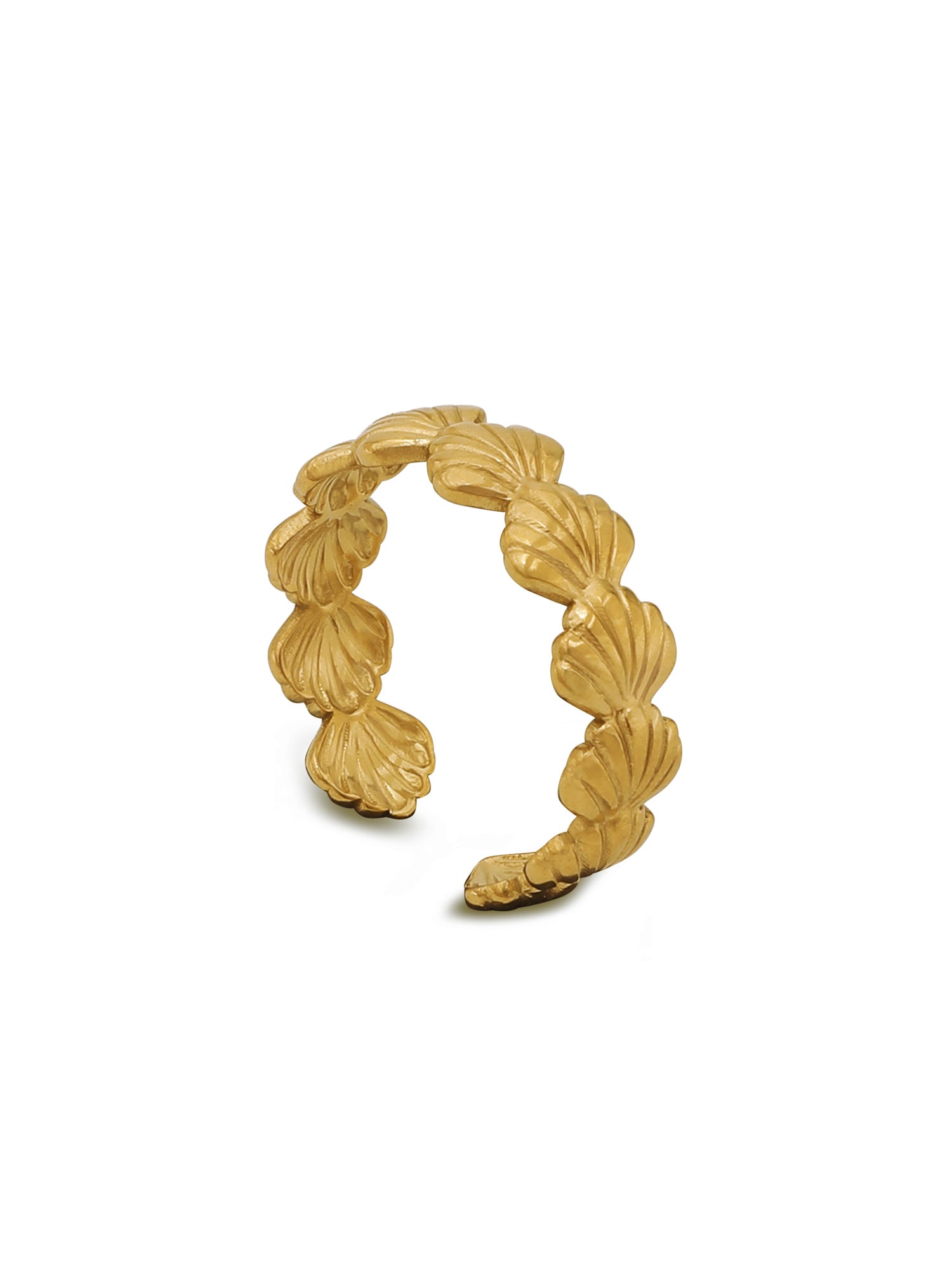 18k Gold-Plated All Around Small Shell Adjustable Ring