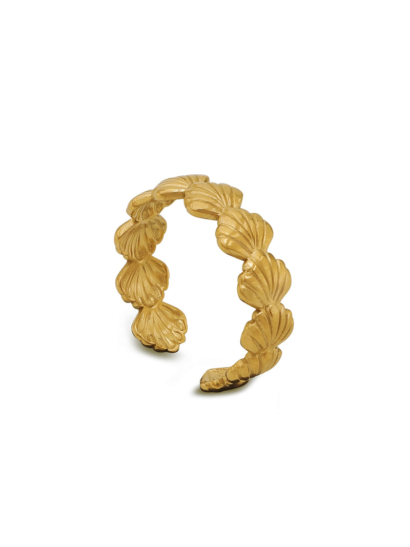 18k Gold-Plated All Around Small Shell Adjustable Ring