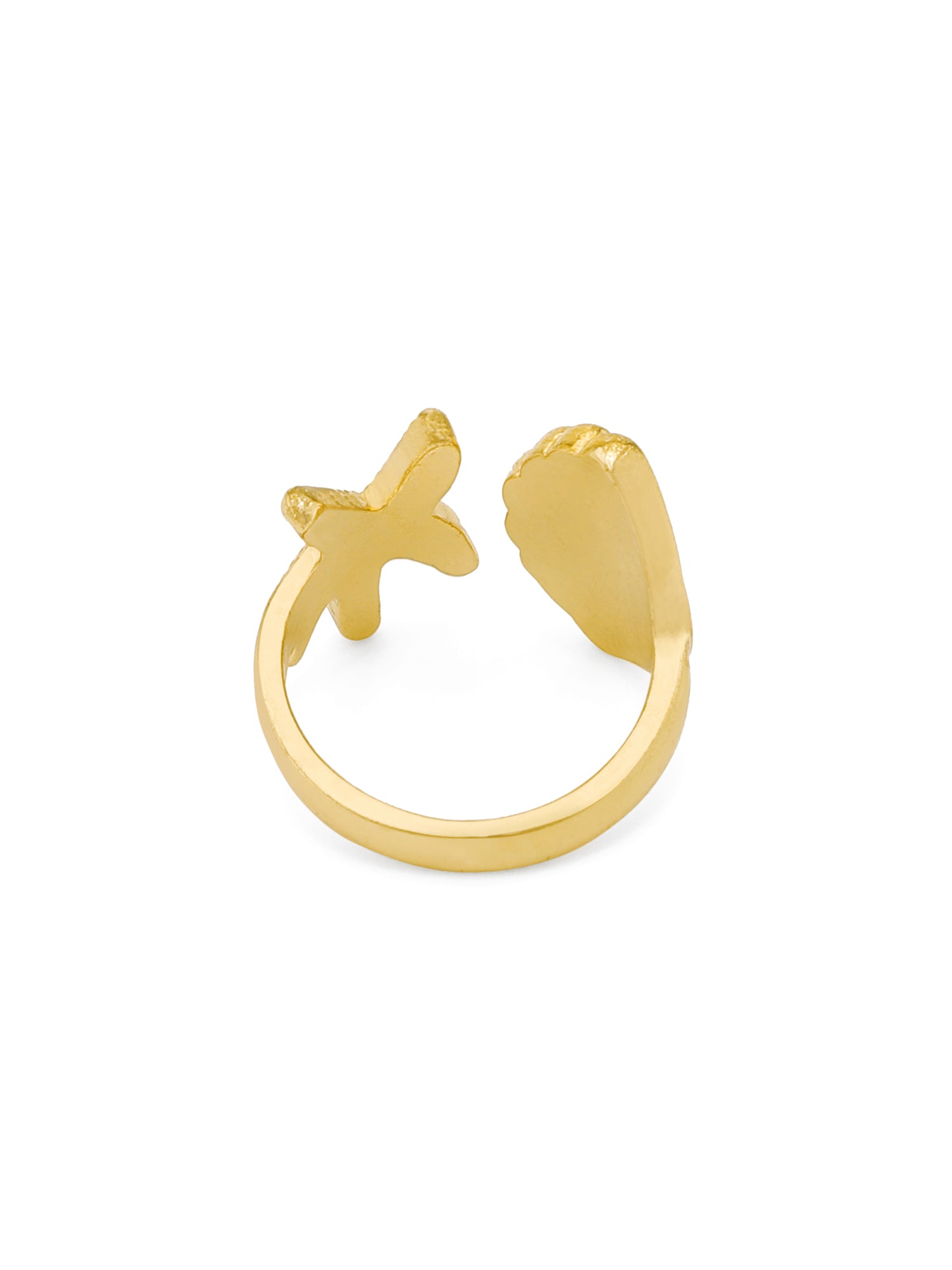 Gold Shell & Starfish Open Adjustable Ring