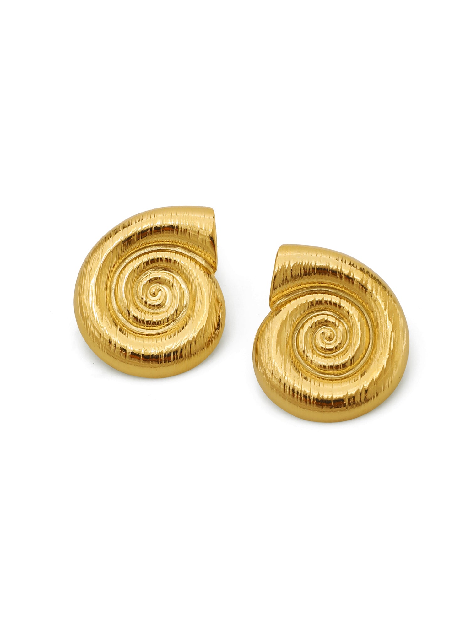 Gold Spiral Conch Earrings + Matching Ring Set