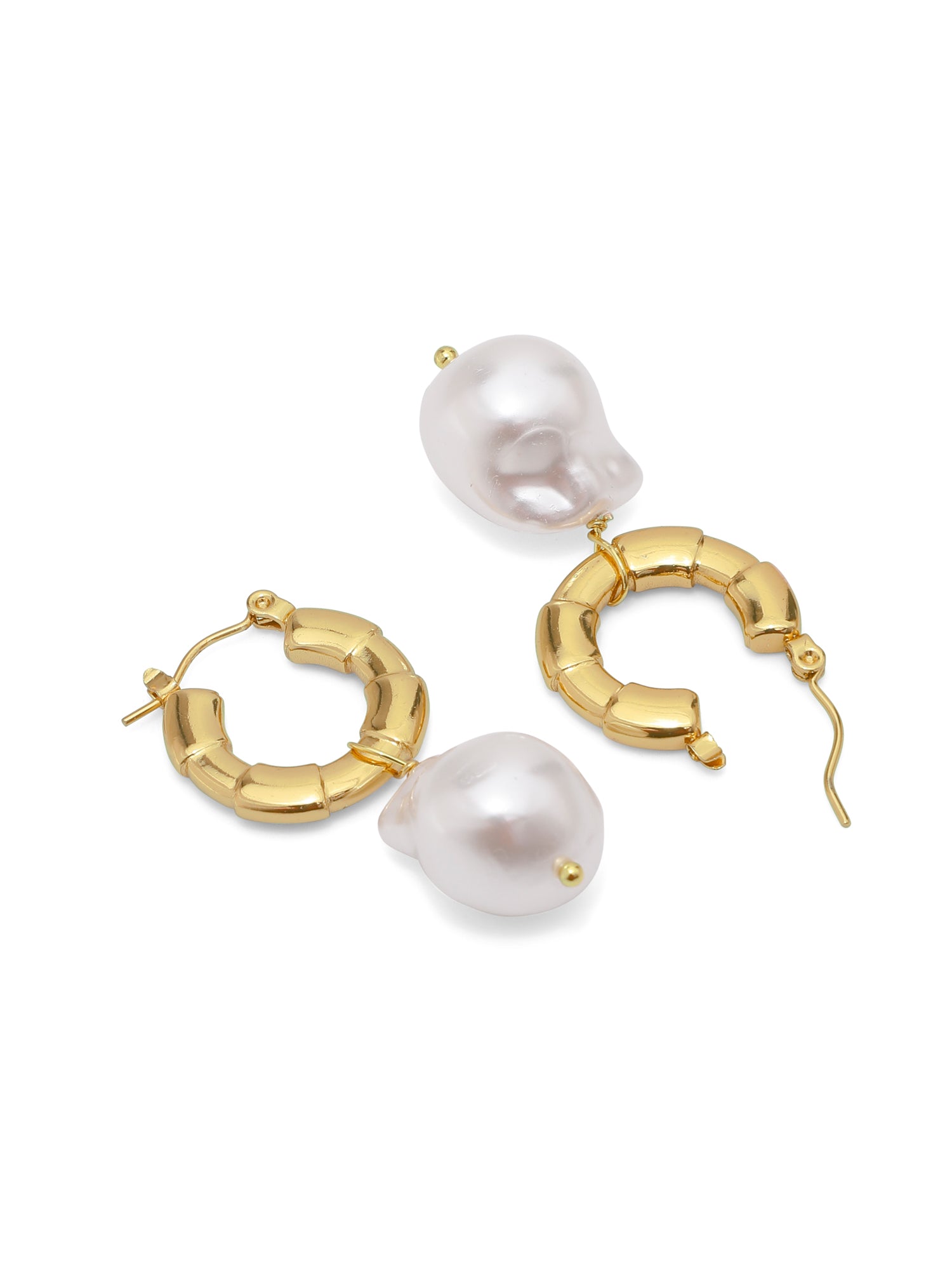 Faux Pearl Hoop Earrings