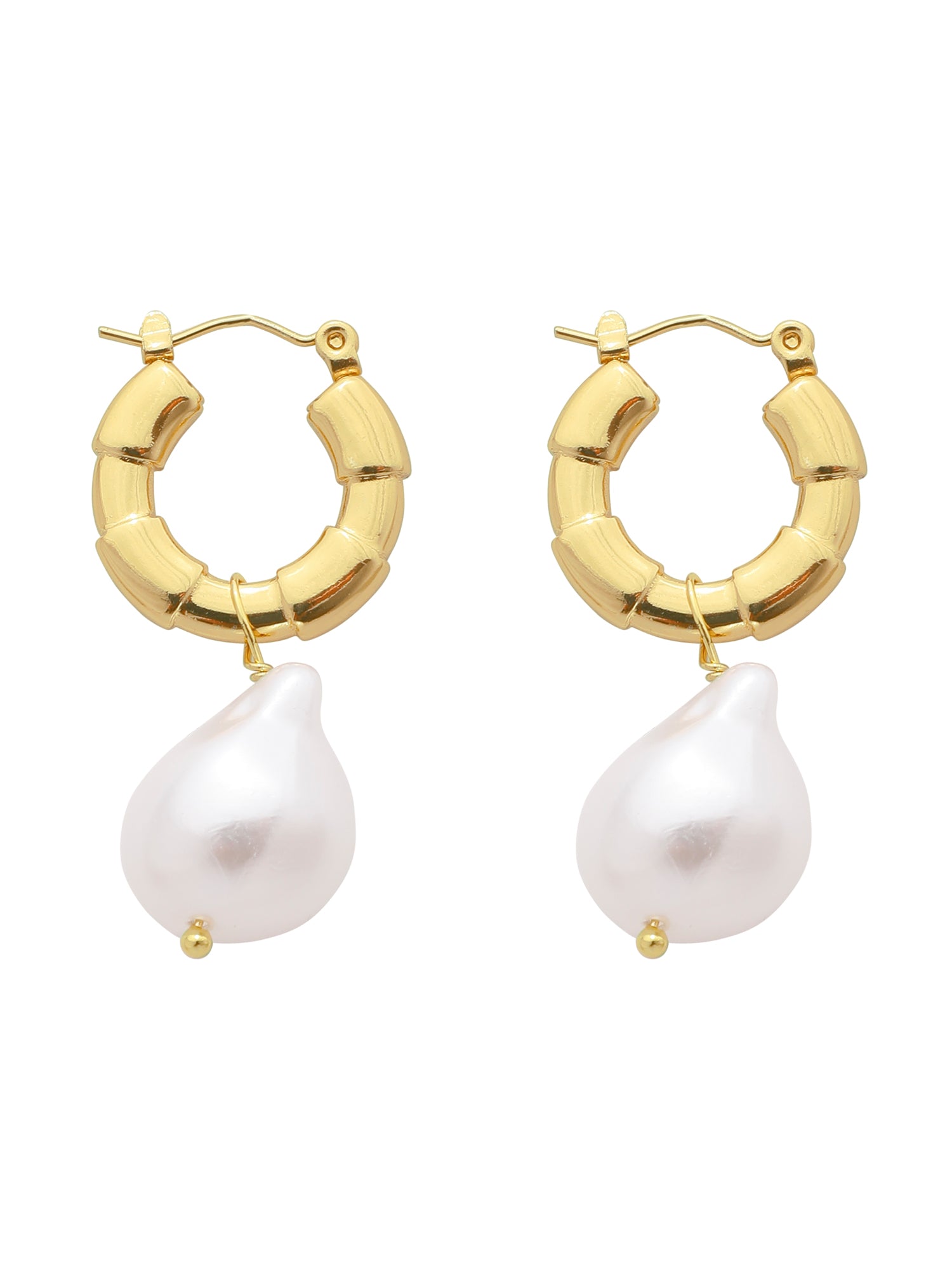 Faux Pearl Hoop Earrings