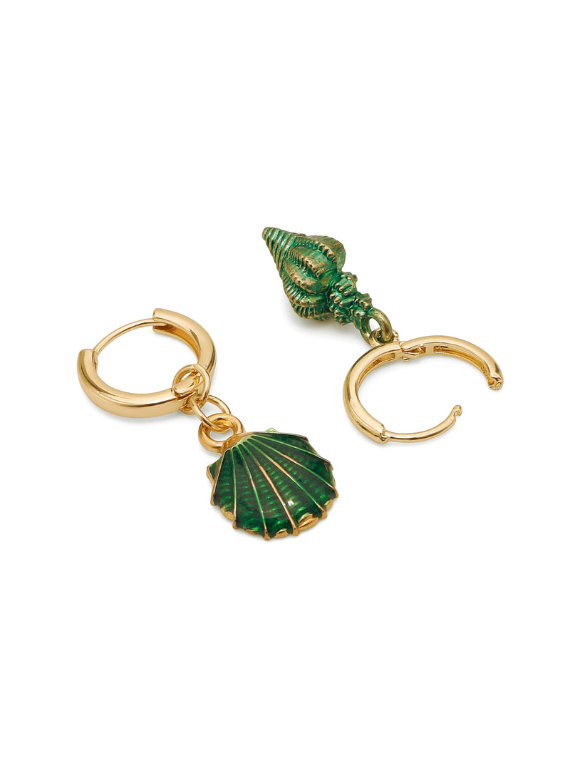 Green Seashell Earrings Set (4pcs)