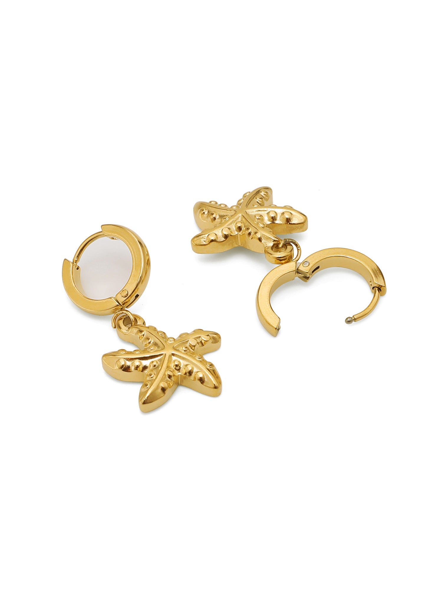 Vintage Starfish Shell Hoop Earrings