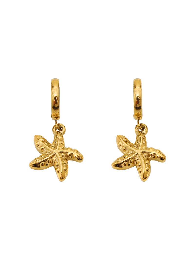 Single Star Fish Hoop Drop Earring – 18k Gold Plated