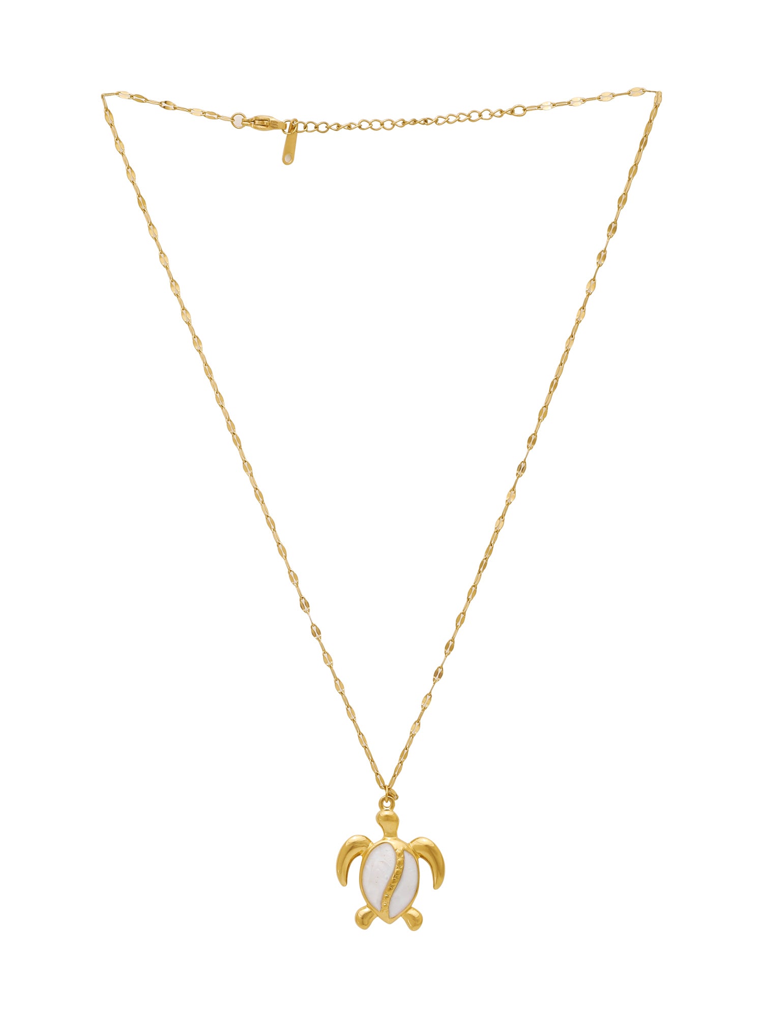 Dual Tone Gold-Plated Turtle Pendant Necklace