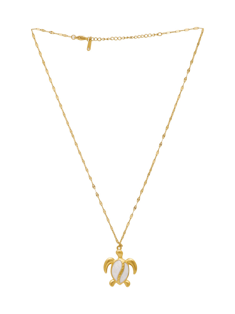 Dual Tone Gold-Plated Turtle Pendant Necklace