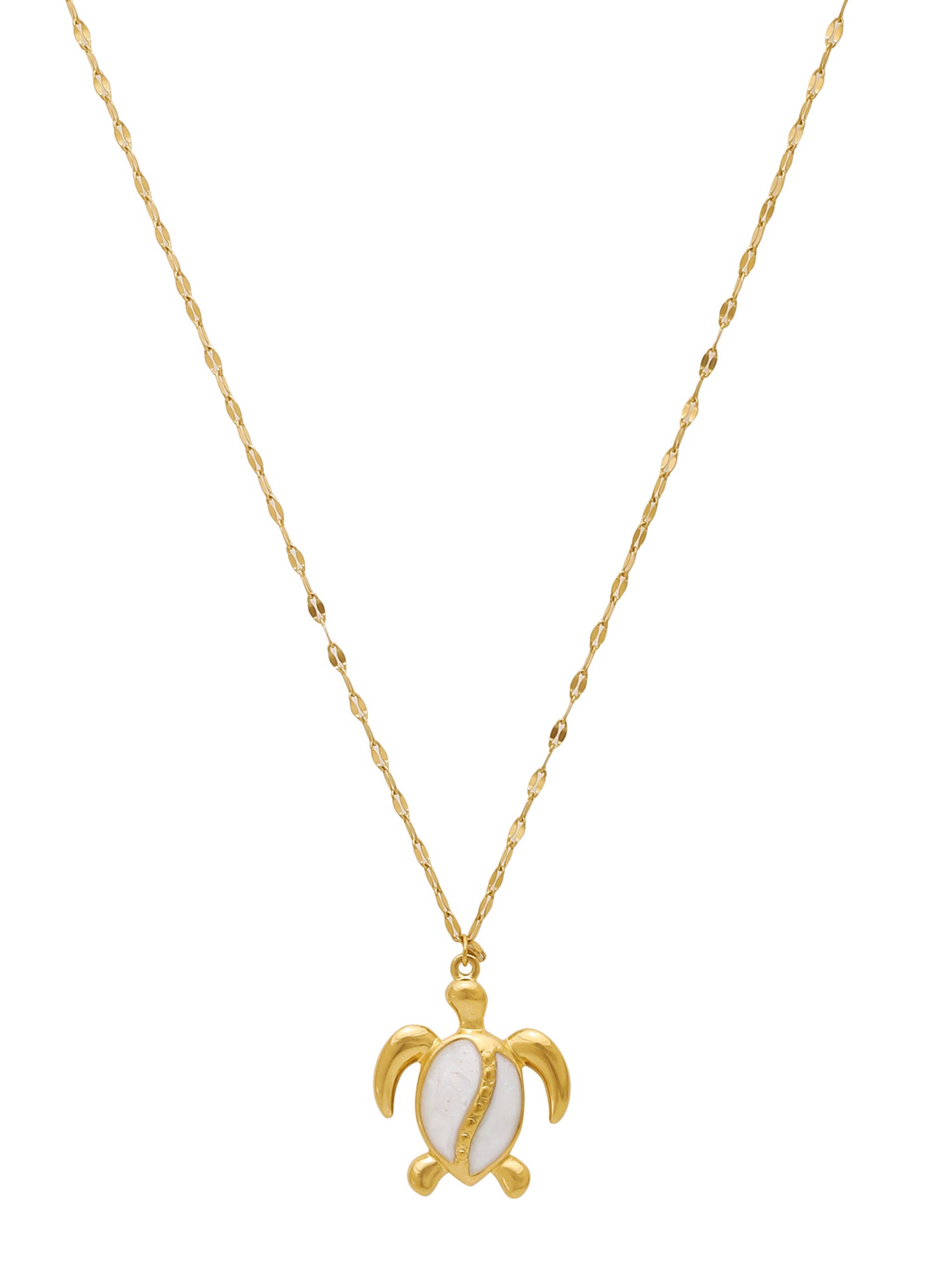 Dual Tone Gold-Plated Turtle Pendant Necklace