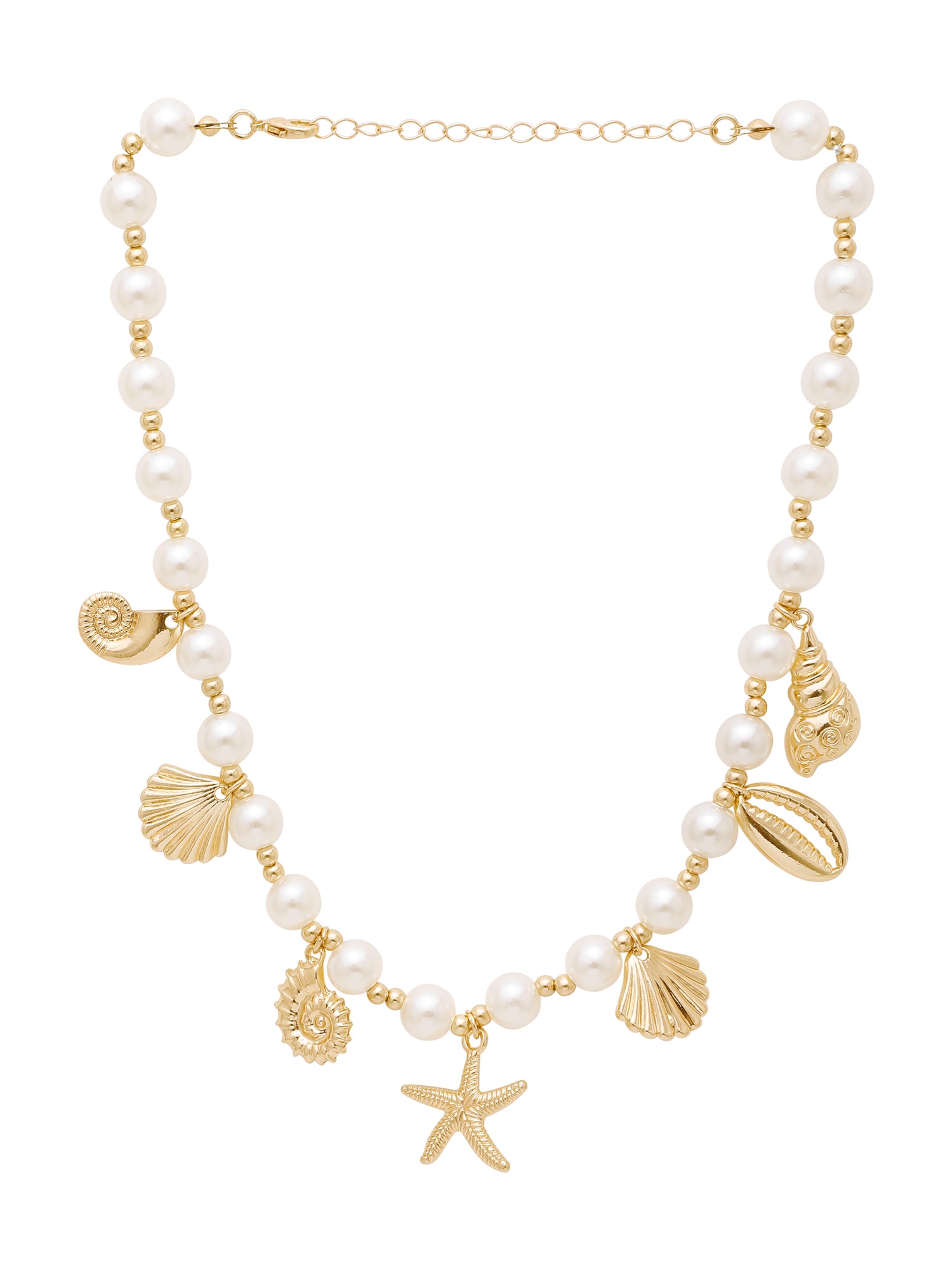 Ocean Style Faux Pearl Charm Necklace
