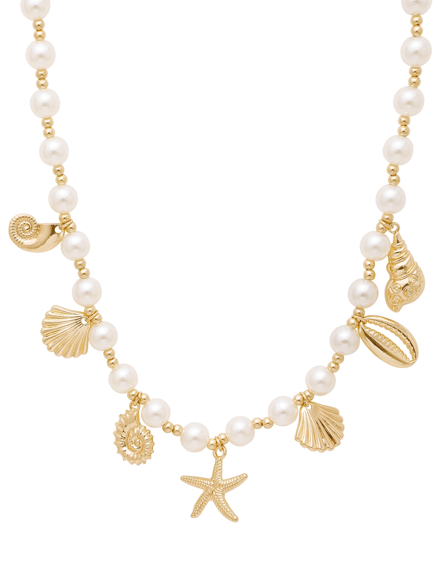 Ocean Style Faux Pearl Charm Necklace