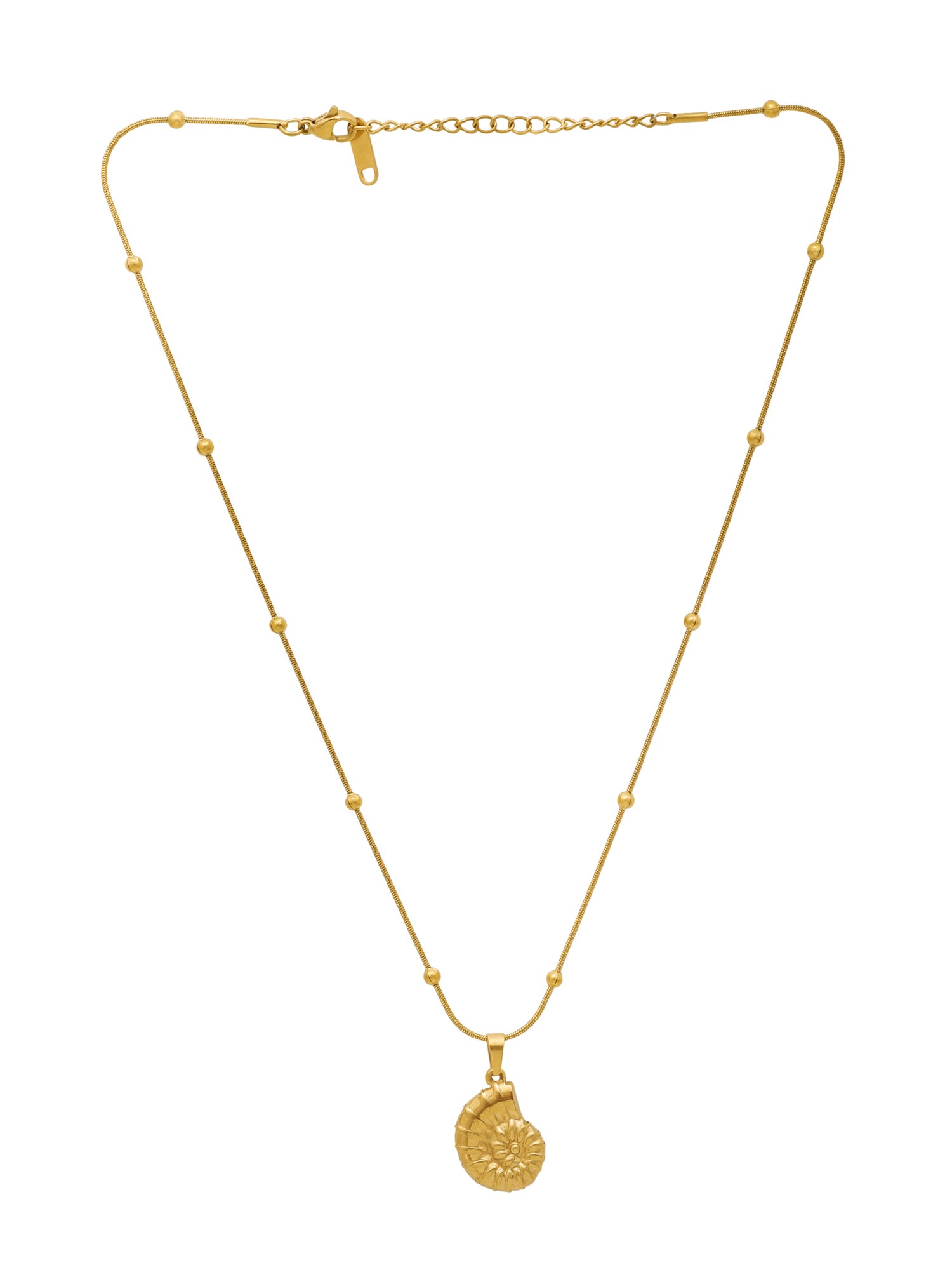 Gold-Tone Stainless Steel Shell Pendant Necklace Set