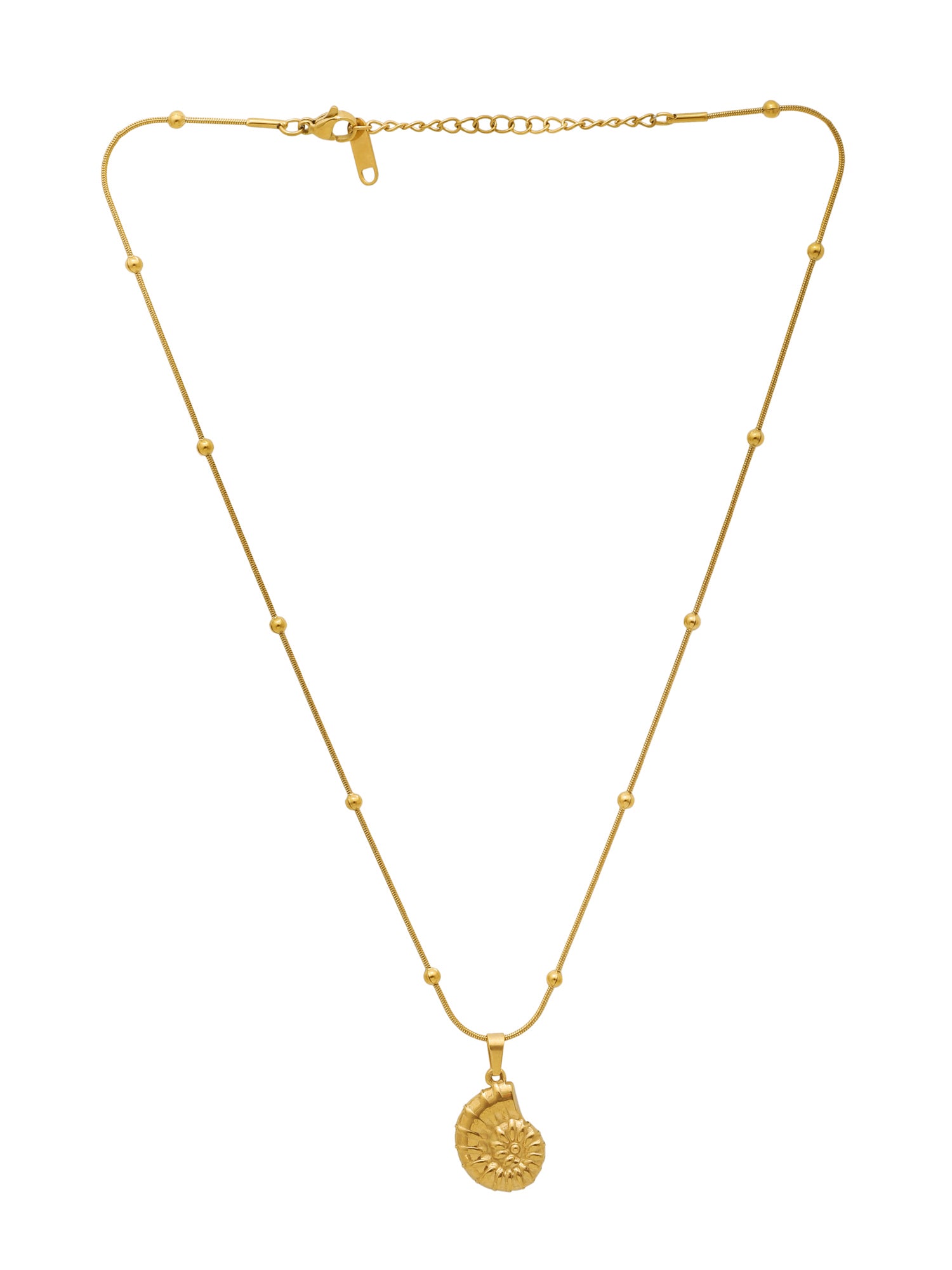 Gold-Tone Stainless Steel Shell Pendant Necklace Set