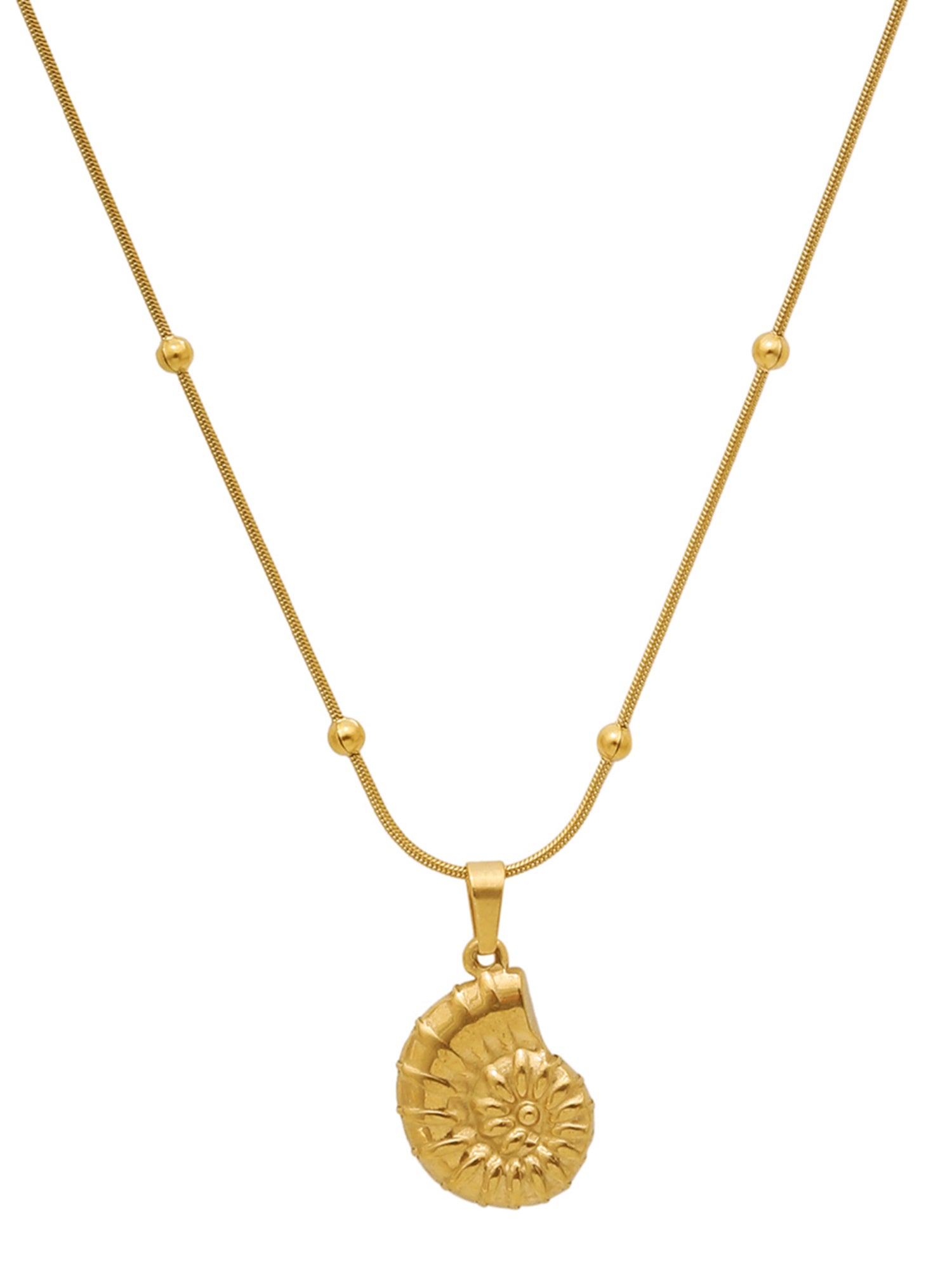 Gold-Tone Stainless Steel Shell Pendant Necklace Set