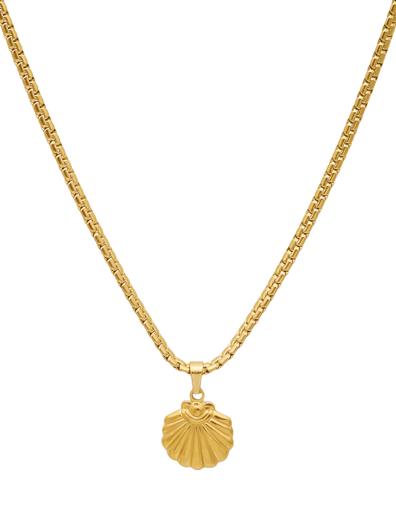 Gold-Tone Stainless Steel Shell Pendant Necklace Set