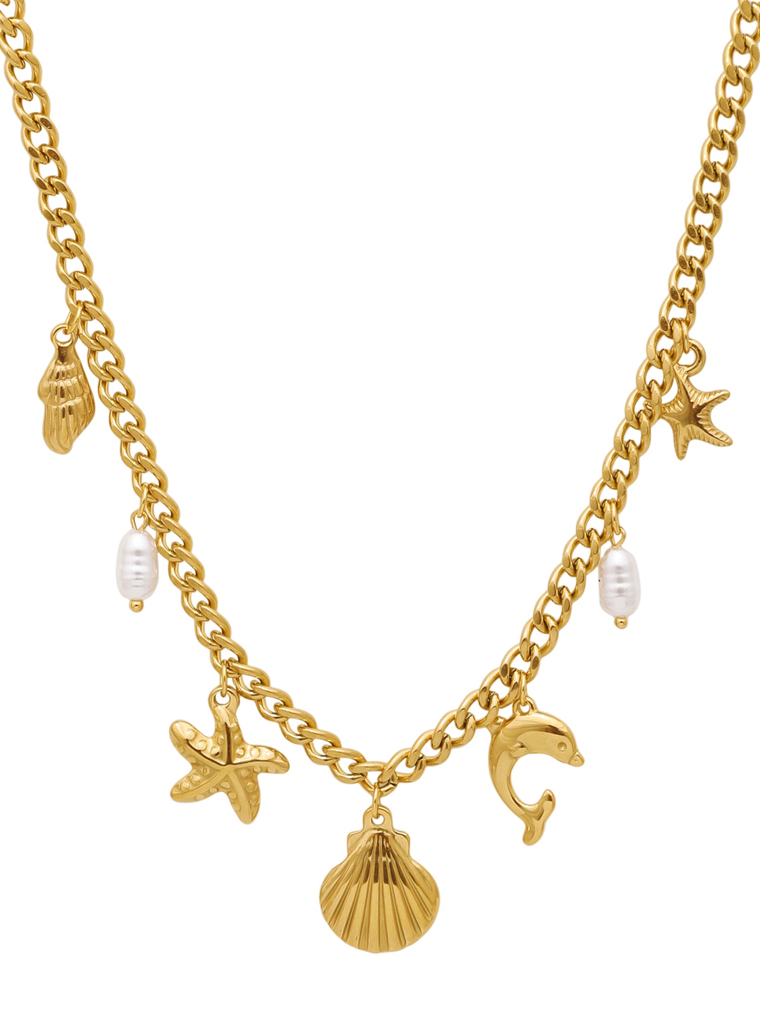 18K Gold-Plated Stainless Steel Ocean Charm Necklace