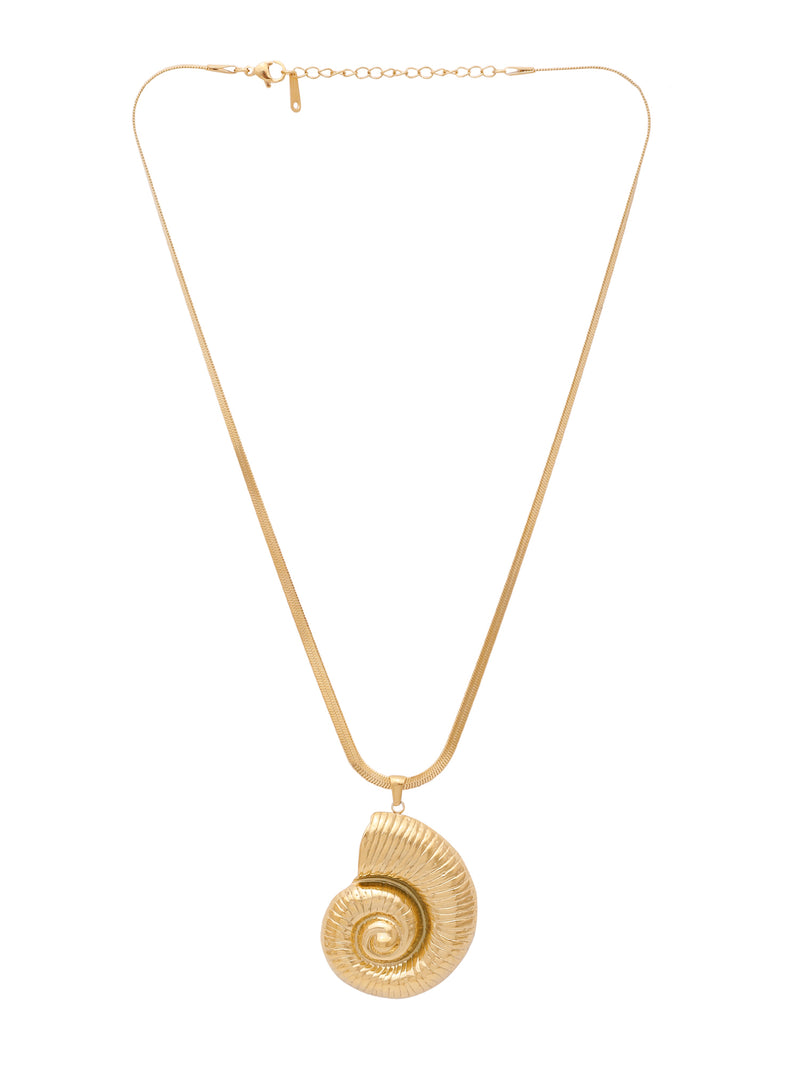 18K Gold Plated Statement Big Conch Pendant Necklace