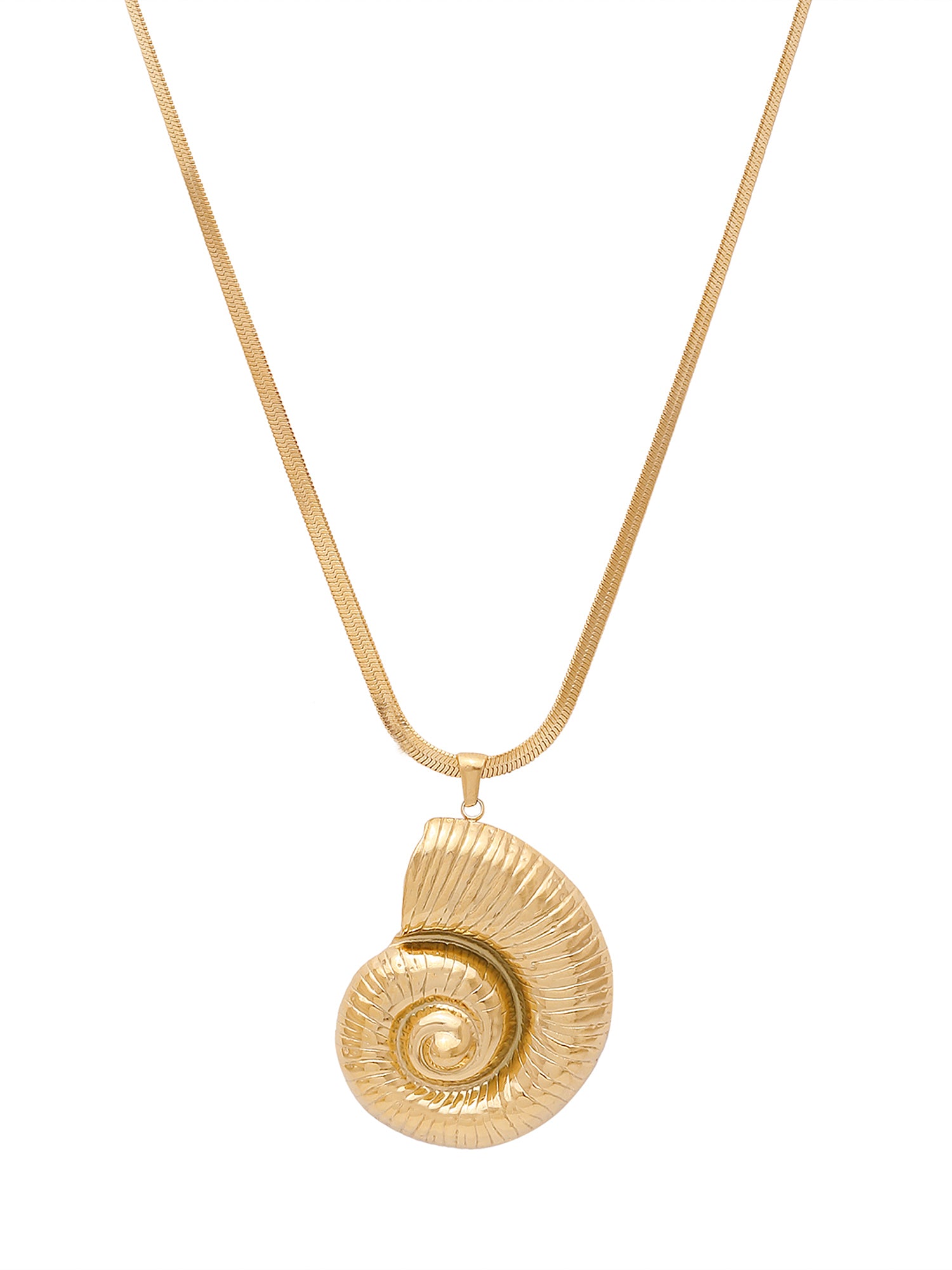 18K Gold Plated Statement Big Conch Pendant Necklace