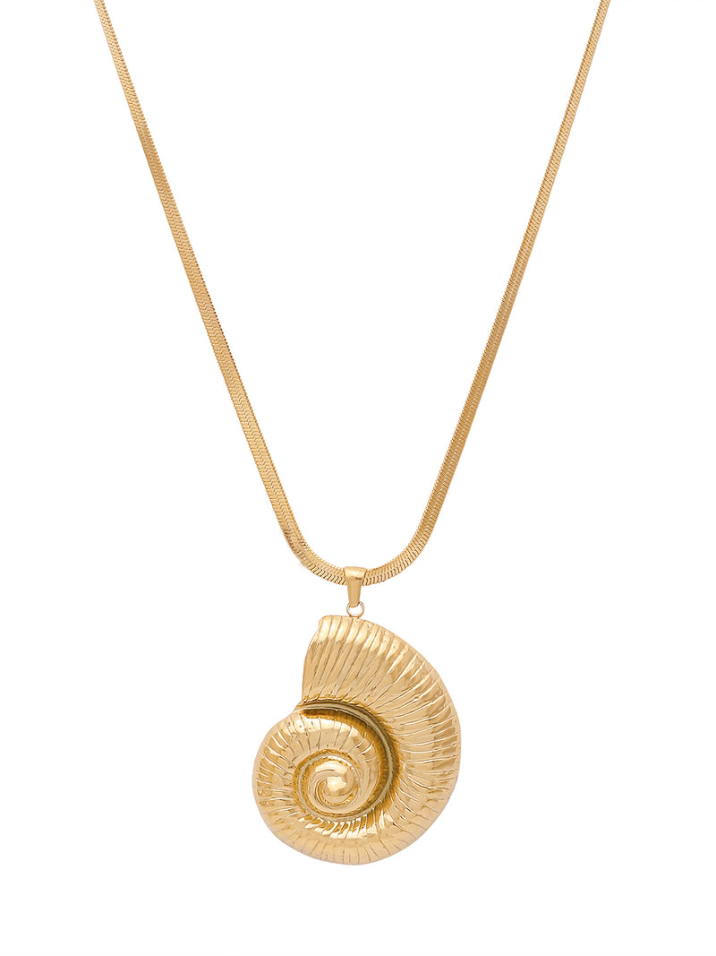 18K Gold Plated Statement Big Conch Pendant Necklace