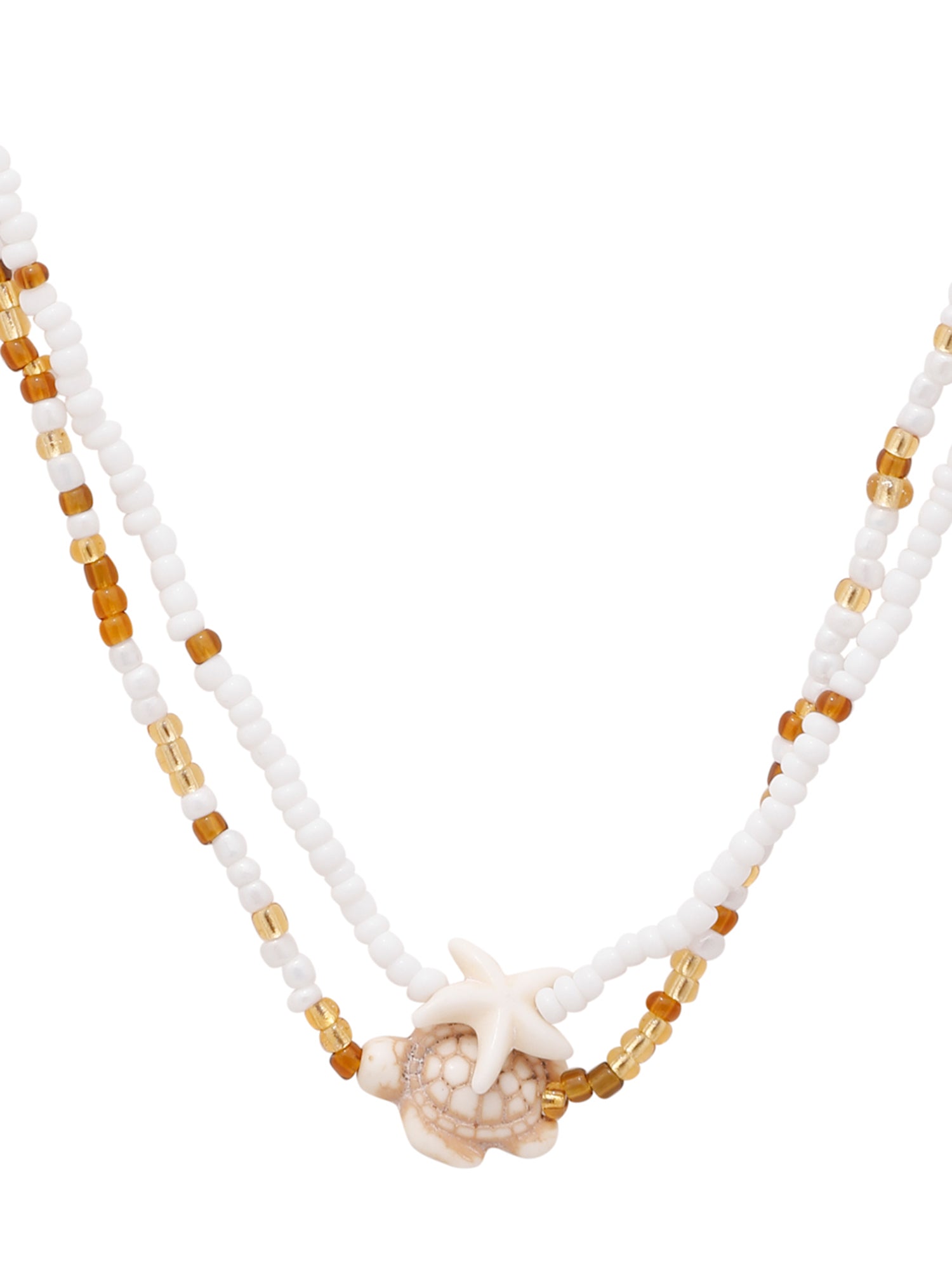 Elegant 18K Gold Plated Turtle, Starfish & Shell Pendant Necklace