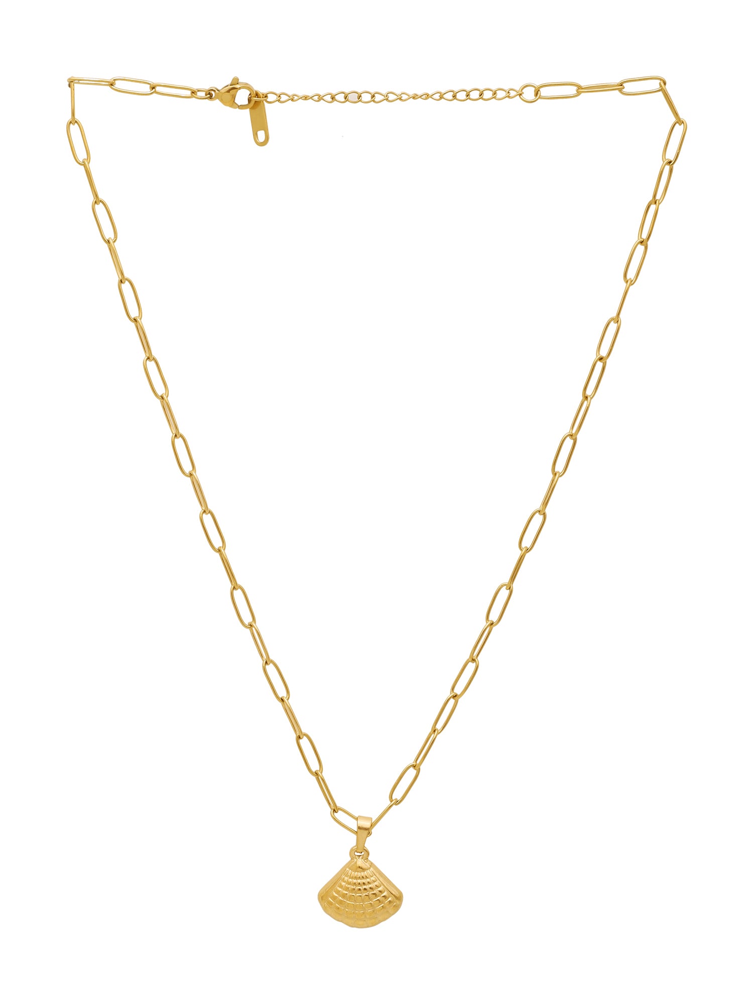 Gold-Tone Stainless Steel Shell Pendant Necklace Set