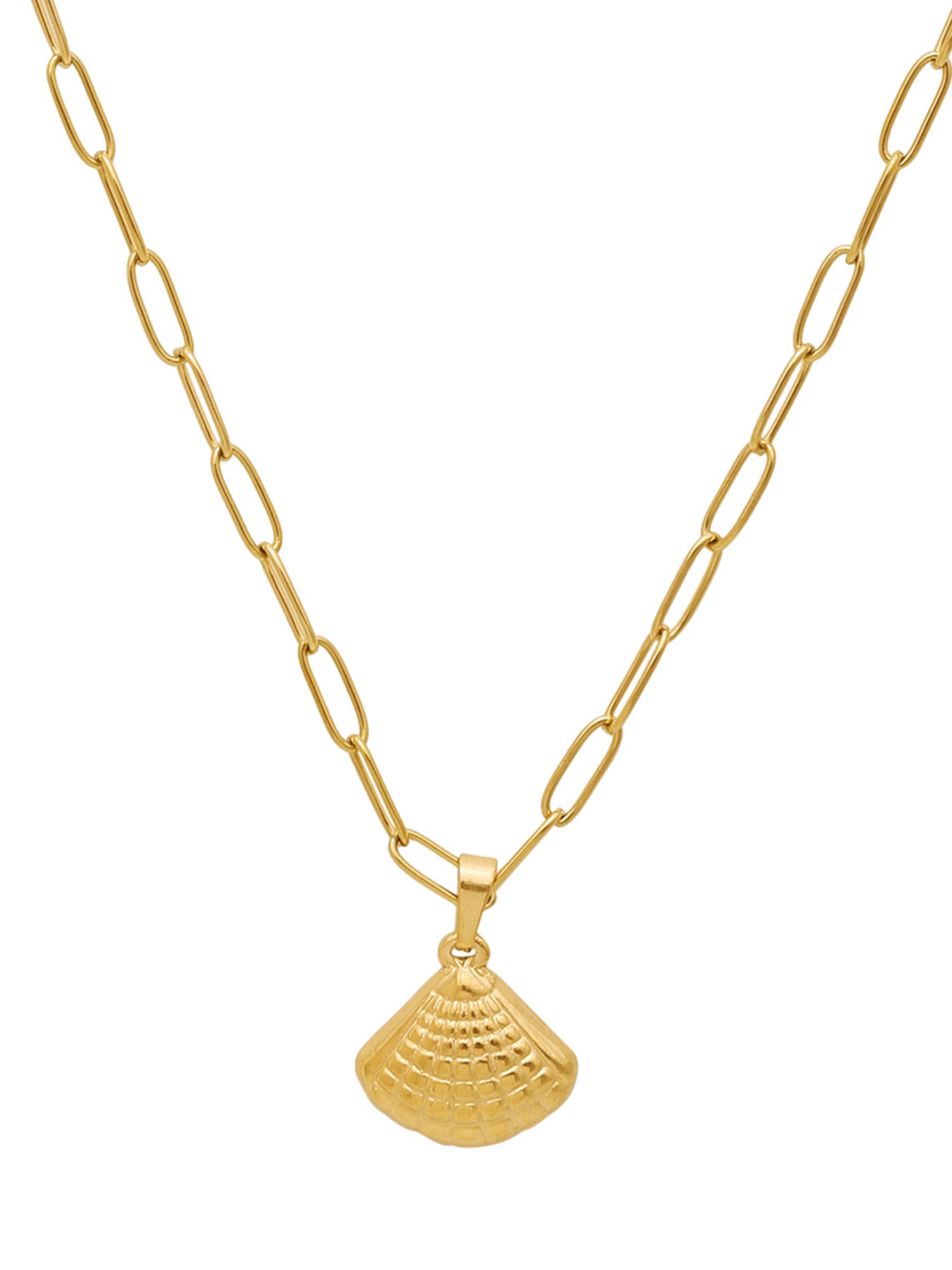 Gold-Tone Stainless Steel Shell Pendant Necklace Set