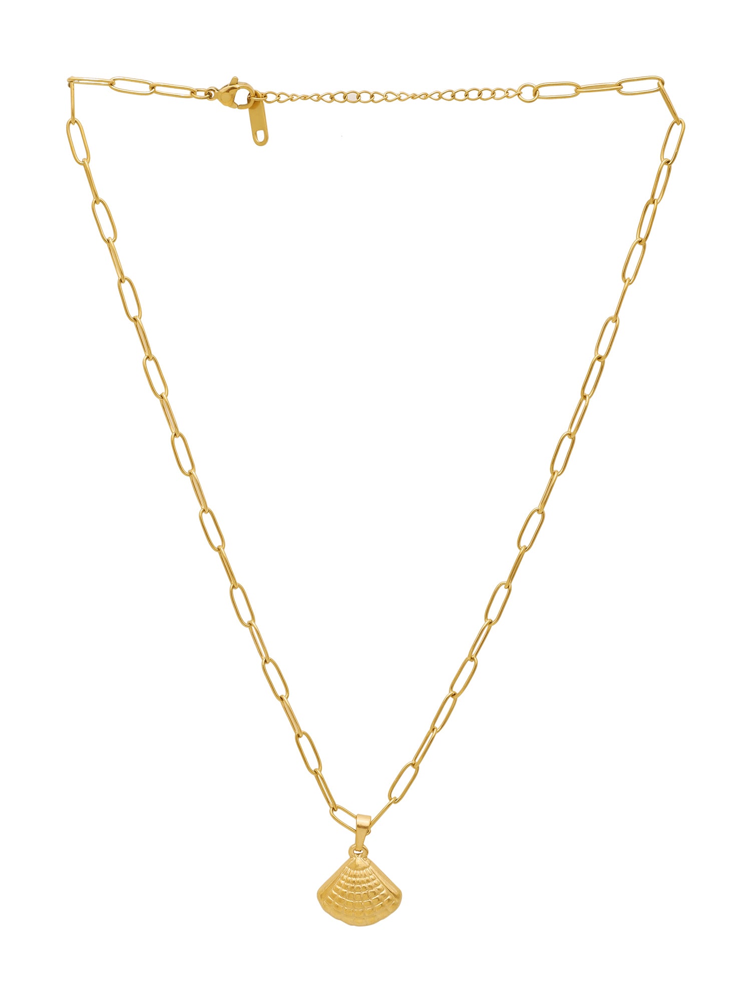 18K Gold Plated Dainty Small Shell Pendant with Link Chain