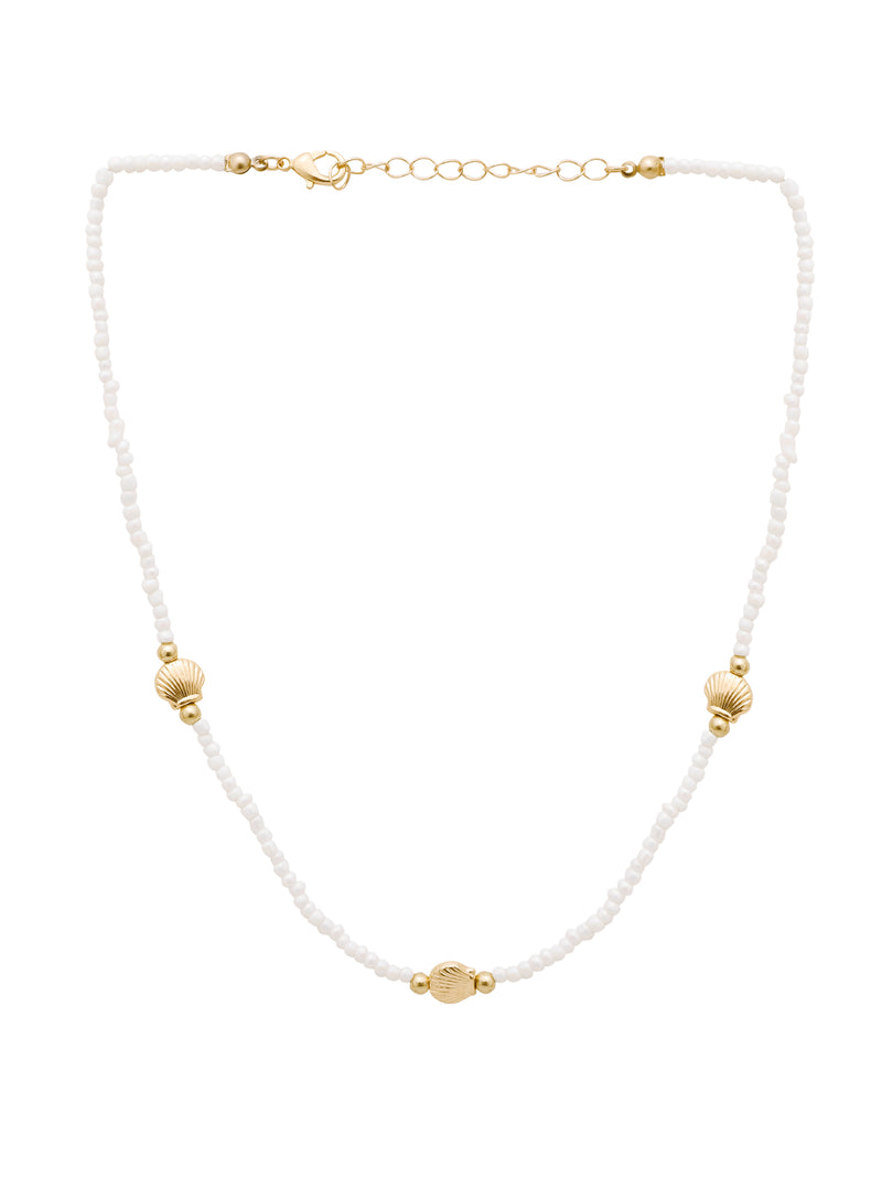3 Pcs Rice Bead Starfish & Shell Layered Necklace Set