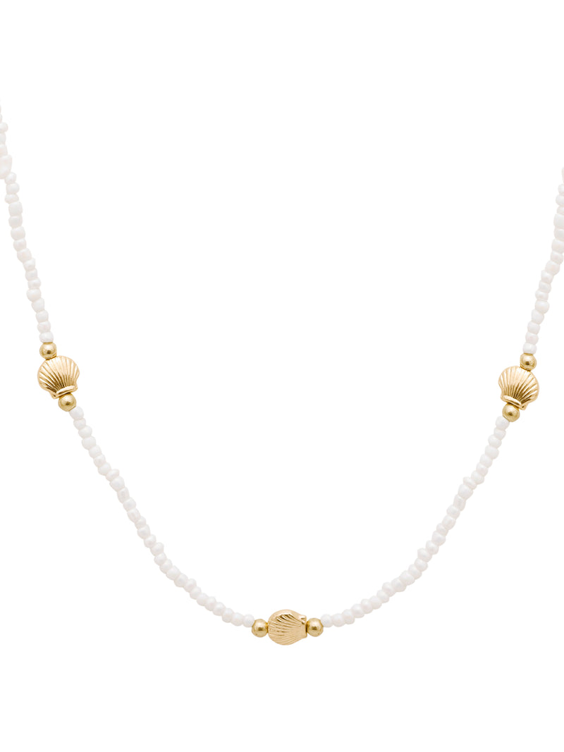 3 Pcs Rice Bead Starfish & Shell Layered Necklace Set
