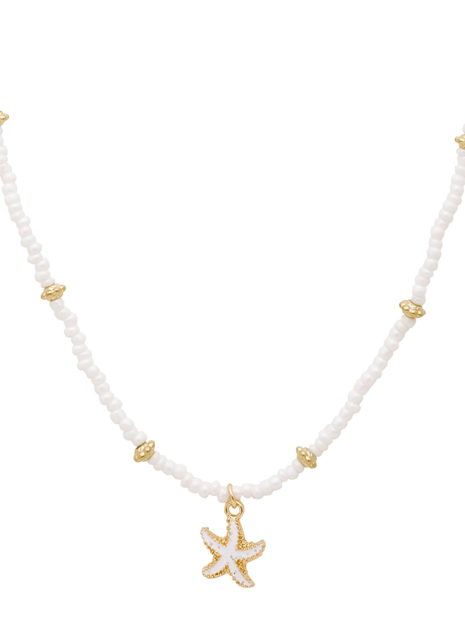 Gold Starfish & Shell Beaded Necklace Set