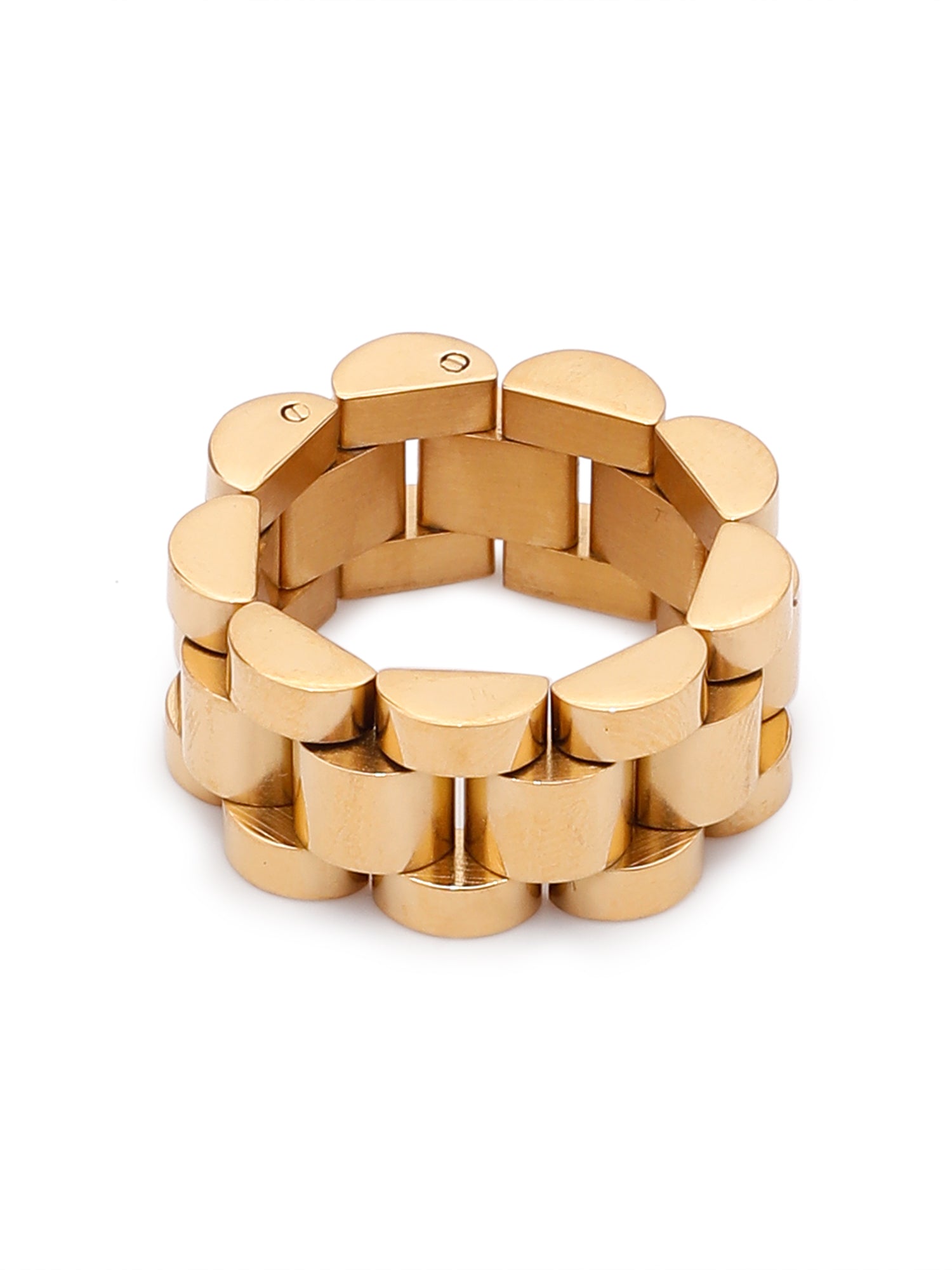 Luxury 18K Gold-Plated Chunky Link Chain Ring for Women | Bold Wide Strap Style