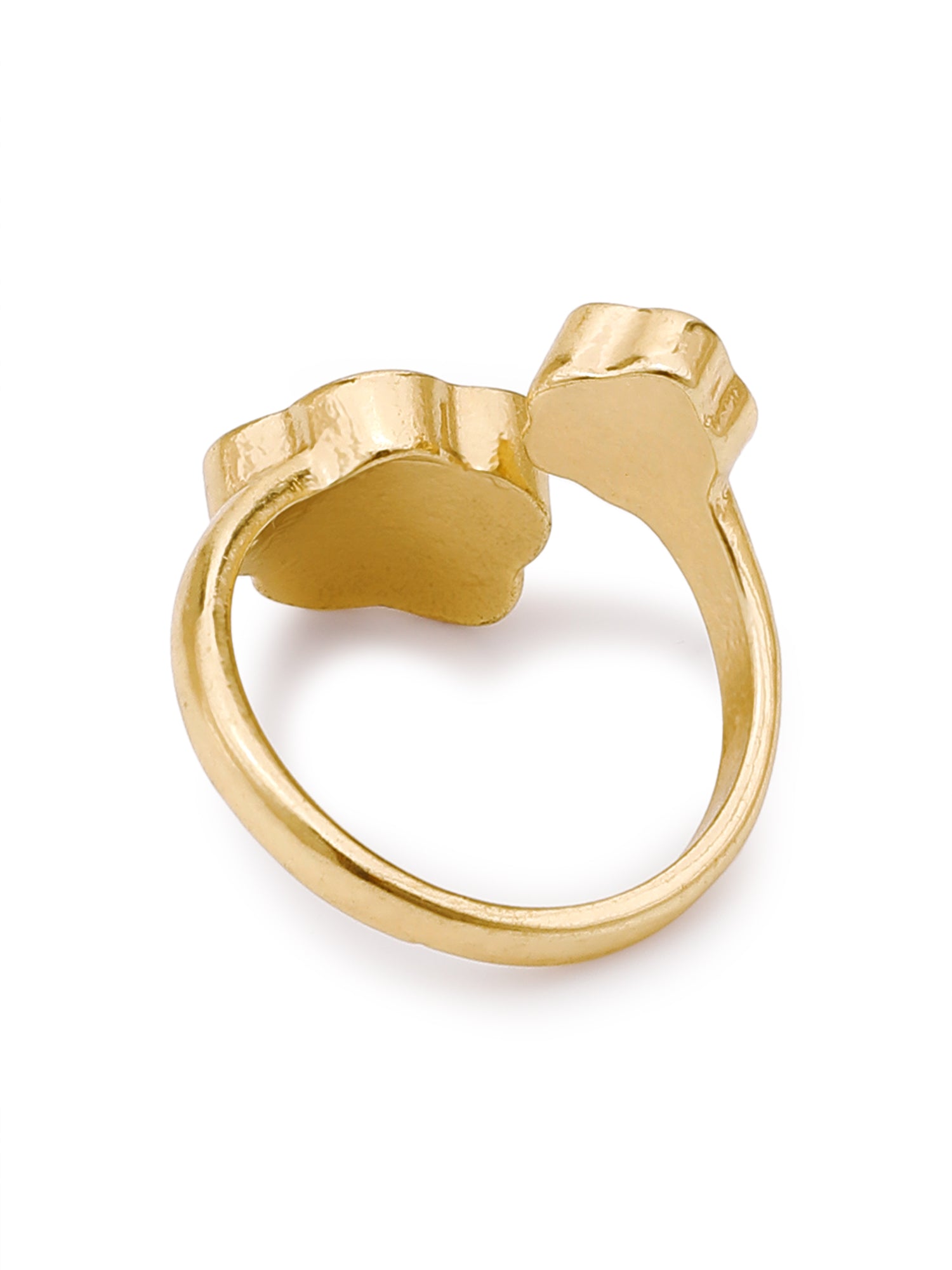 Midnight Bloom: Adjustable Black Enamel Flower Ring in 18K Gold Plating