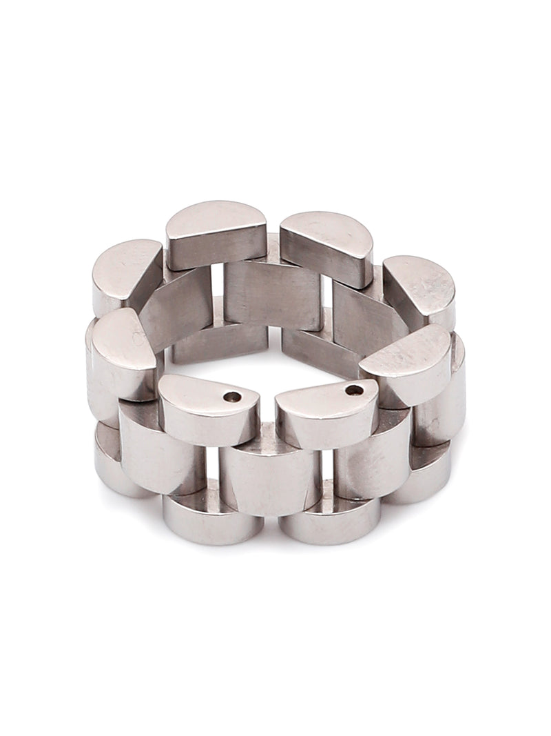 Chunky Silver Double Layered Formal Band Ring