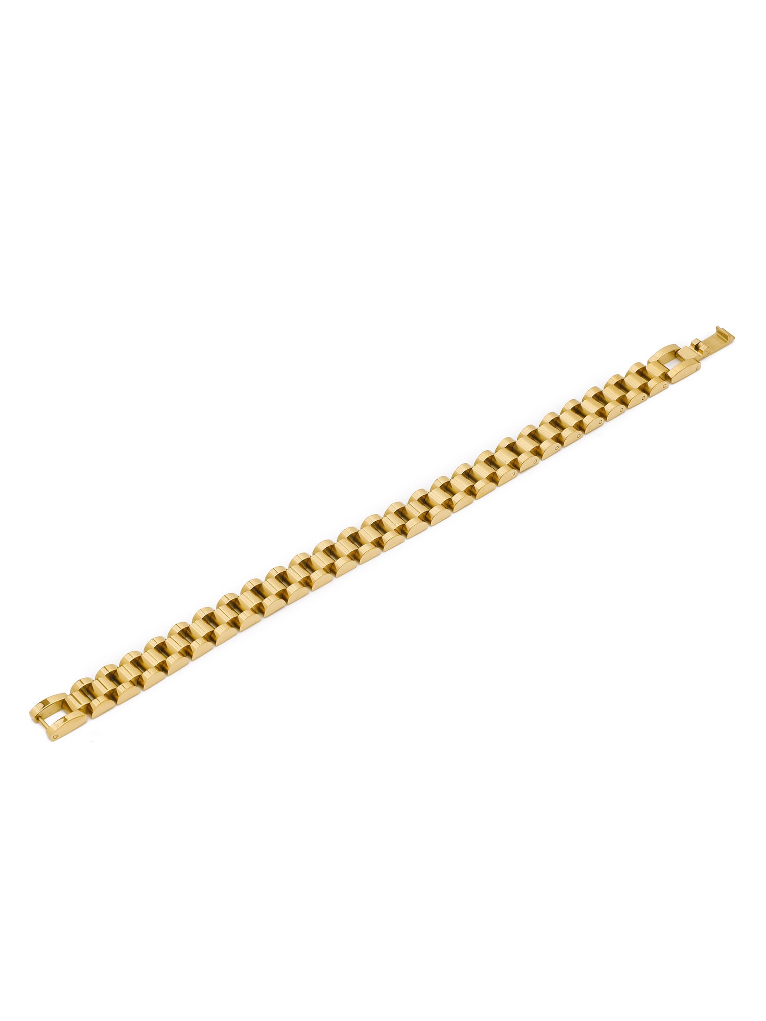 Classic Watchband Strap Bracelet – 18K Gold Plated Metal Elegance for Him & Her
