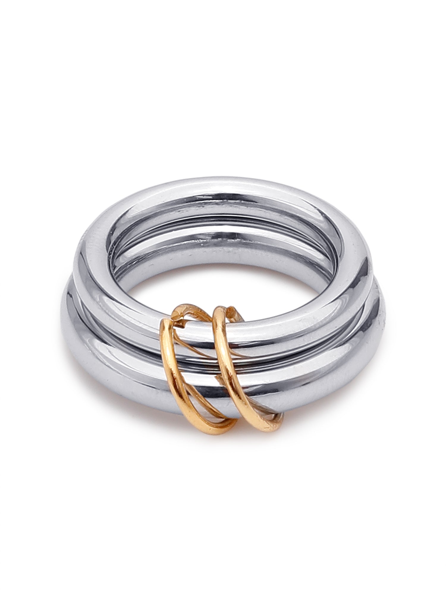 1pc 18K Gold-Plated Double-Layered Stainless Steel Unisex Ring
