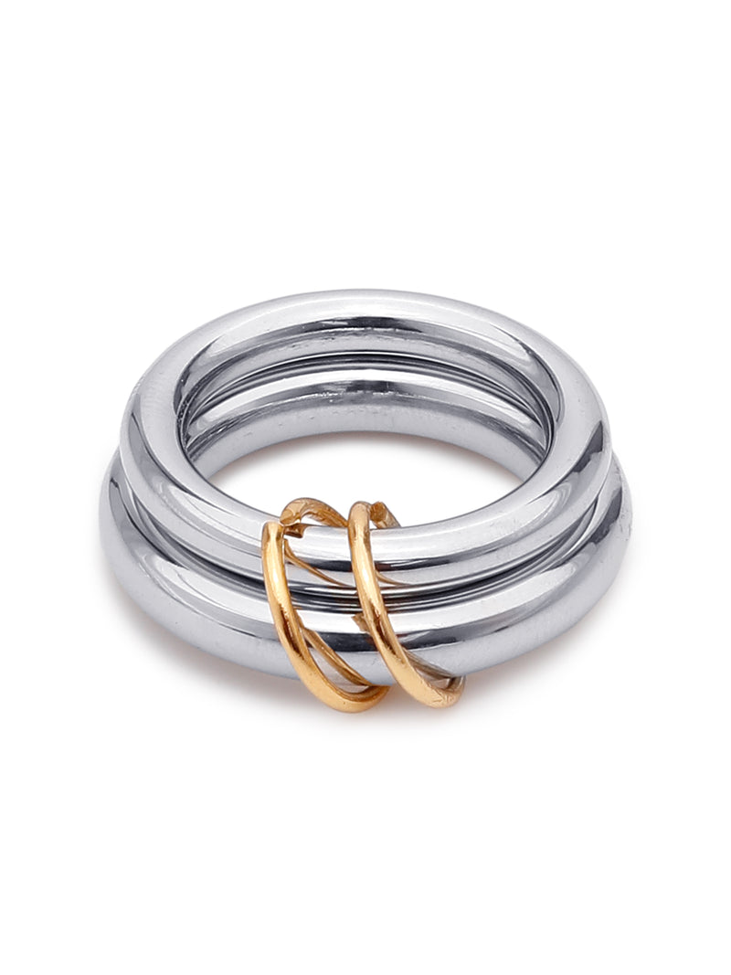 Unisex Double Layer Gold Silver Ring