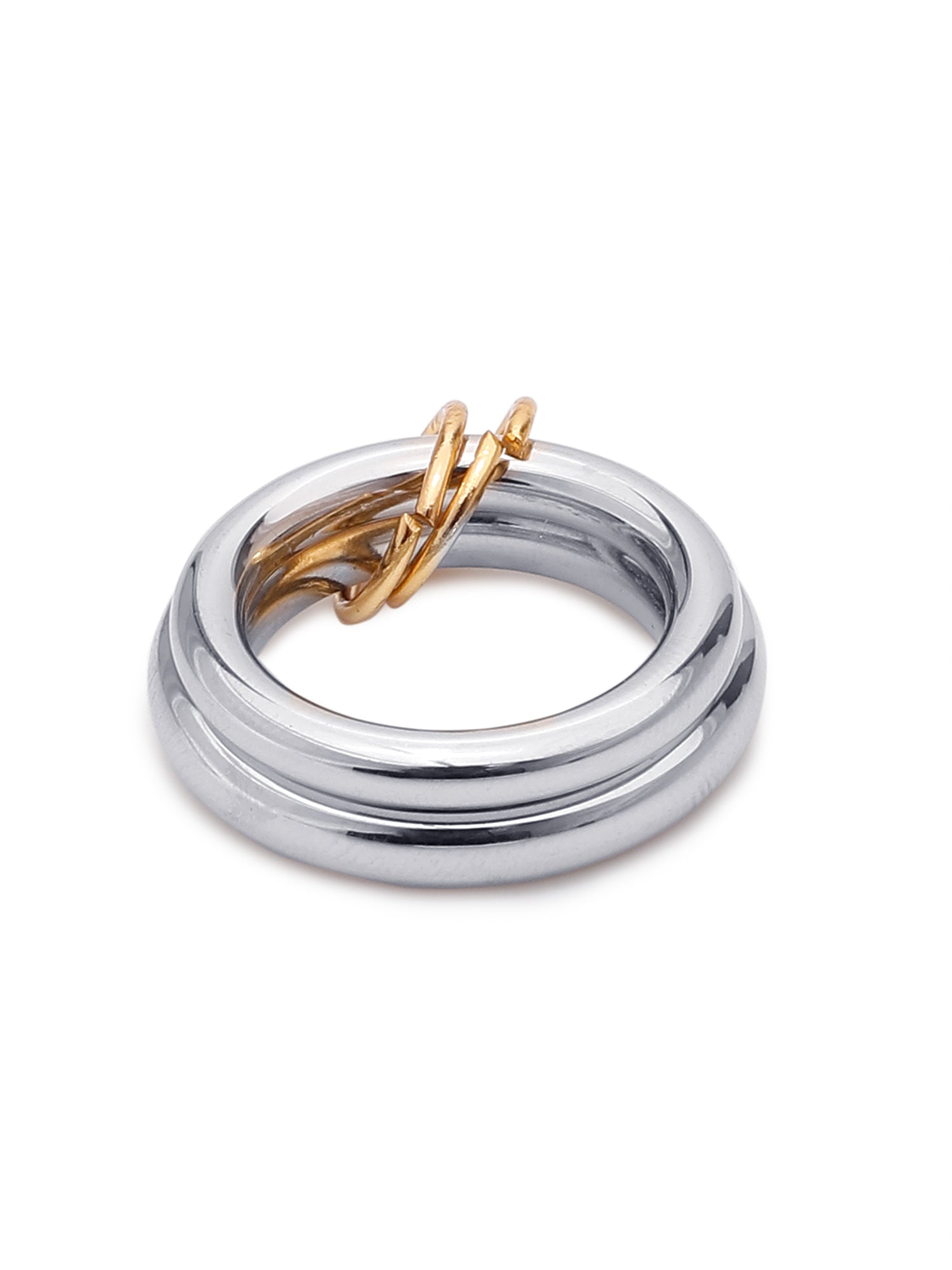 1pc 18K Gold-Plated Double-Layered Stainless Steel Unisex Ring