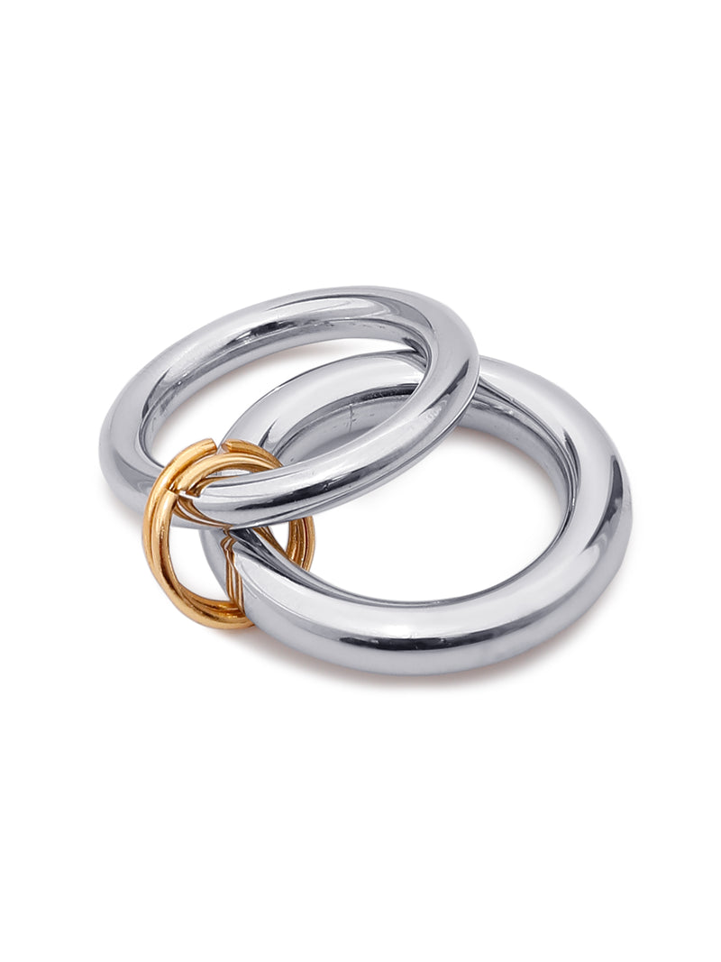 Unisex Double Layer Gold Silver Ring