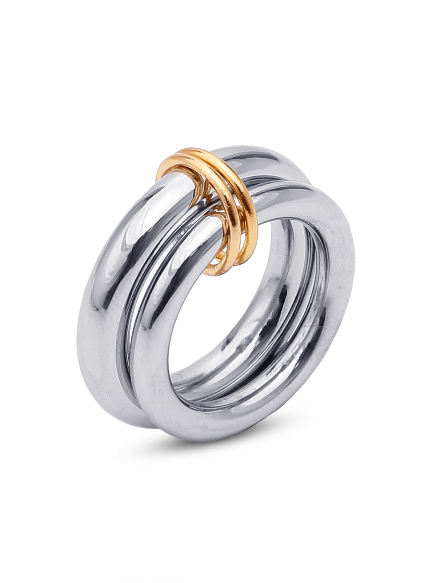 1pc 18K Gold-Plated Double-Layered Stainless Steel Unisex Ring