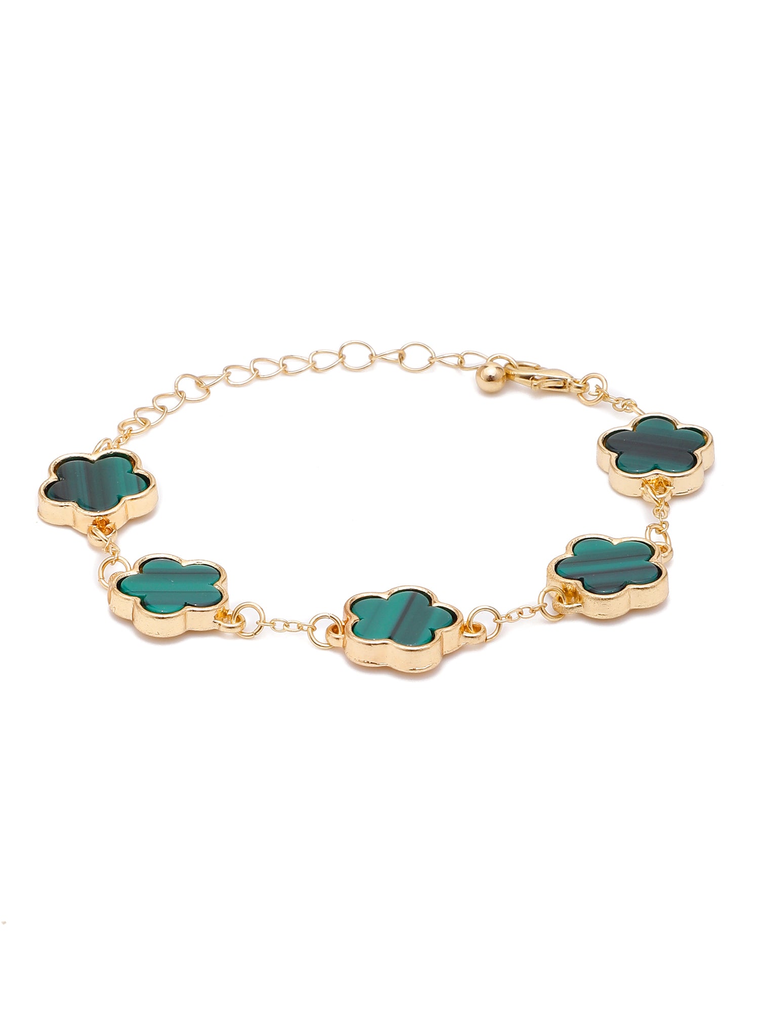 1pc Elegant Gold-Plated Black Clover Flower Chain Bracelet for Women
