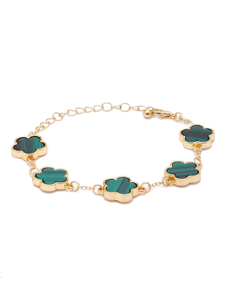 5 Leaf Clover Green Elegant Charm Bracelet
