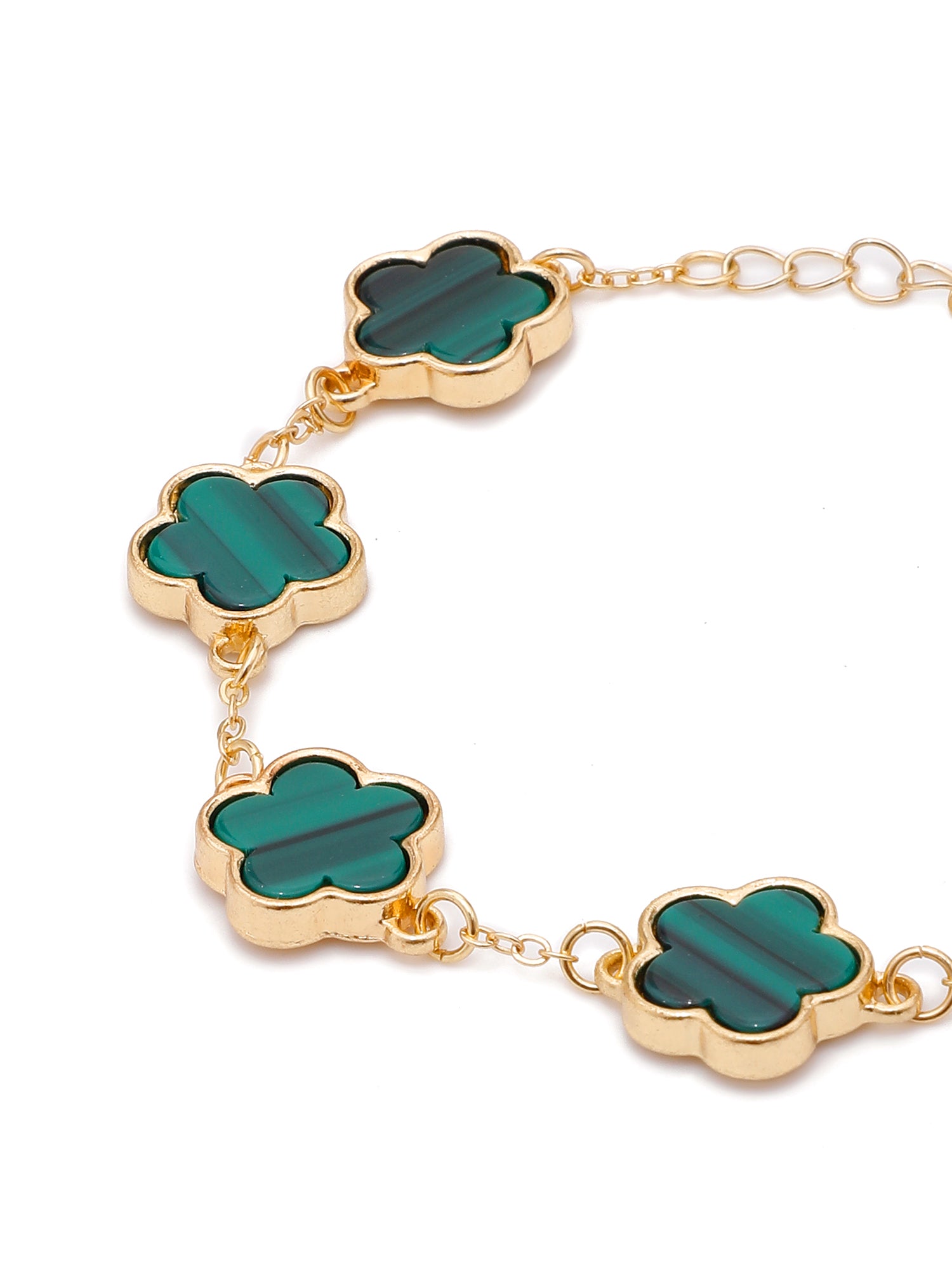 1pc Elegant Gold-Plated Black Clover Flower Chain Bracelet for Women