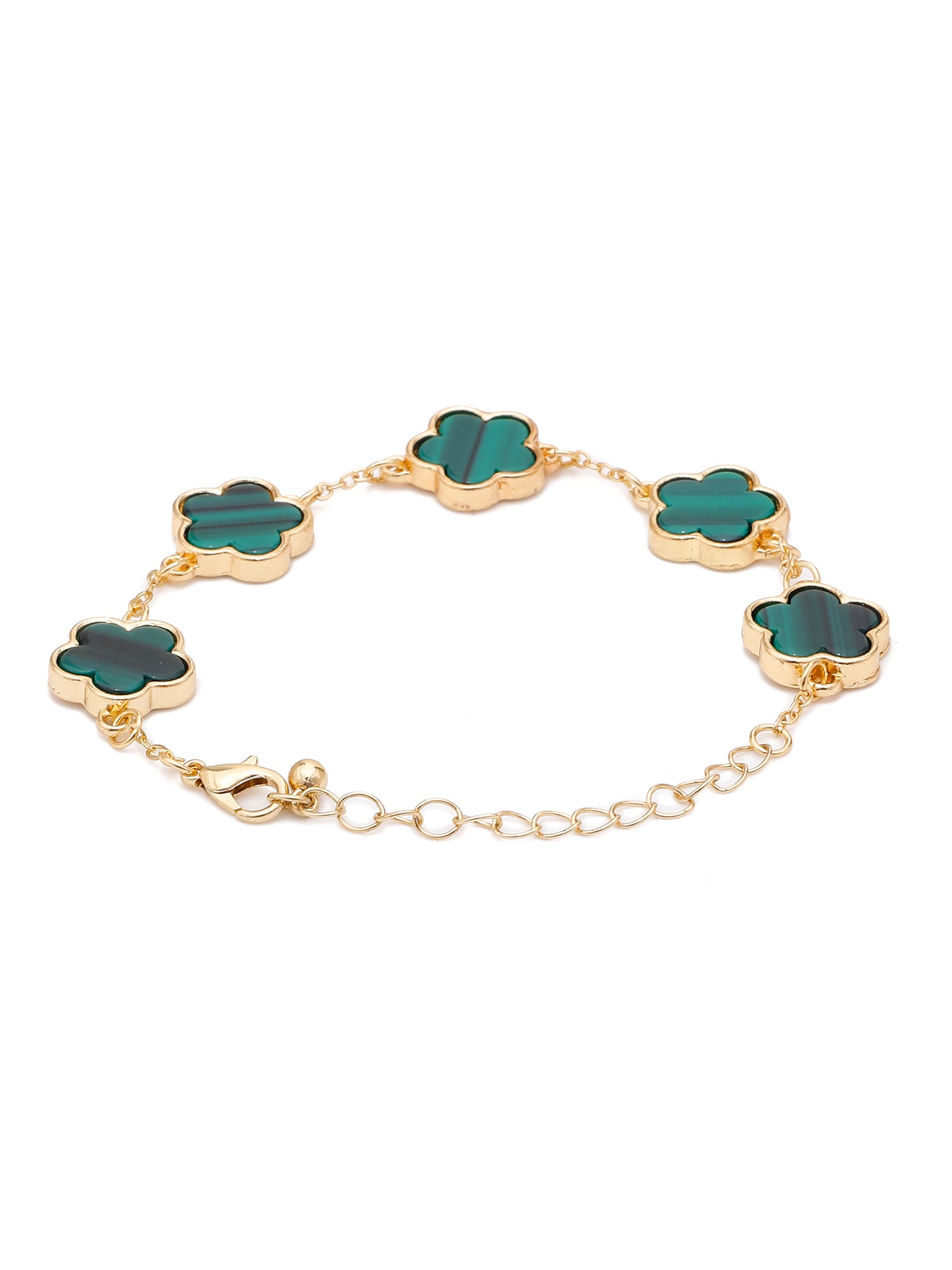 1pc Elegant Gold-Plated Black Clover Flower Chain Bracelet for Women
