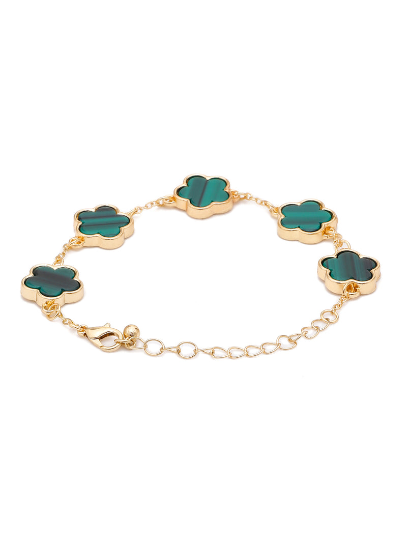 5 Leaf Clover Green Elegant Charm Bracelet
