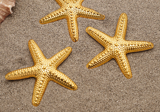 Gold Starfish Pendant with White Rope & Earrings – 2 Pc Set