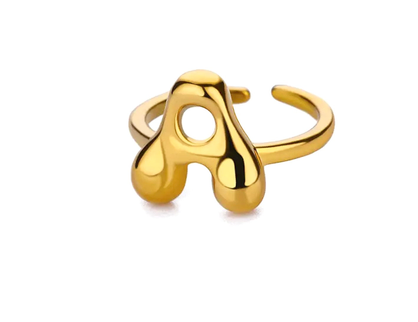 18k Gold-Plated Bubble Letter Adjustable Ring