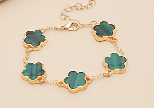 5 Leaf Clover Green Elegant Charm Bracelet